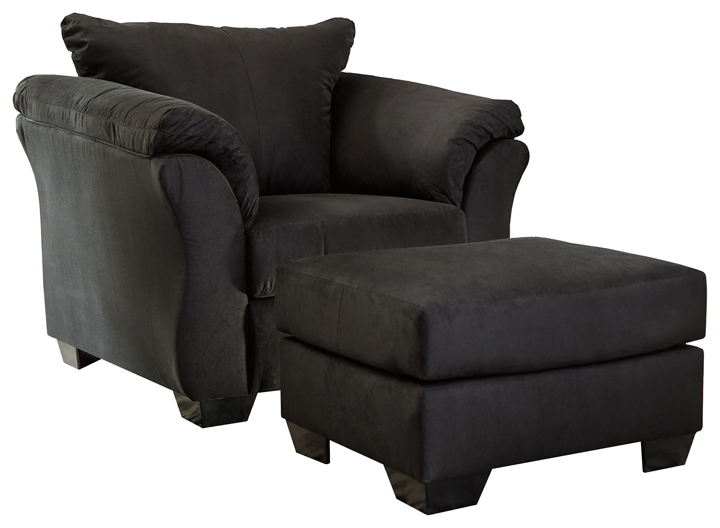 Hoover Furniture Outlet - Ashley Furniture - Darcy Chair and Ottoman - Chair and Ottoman / Black - 75008U3