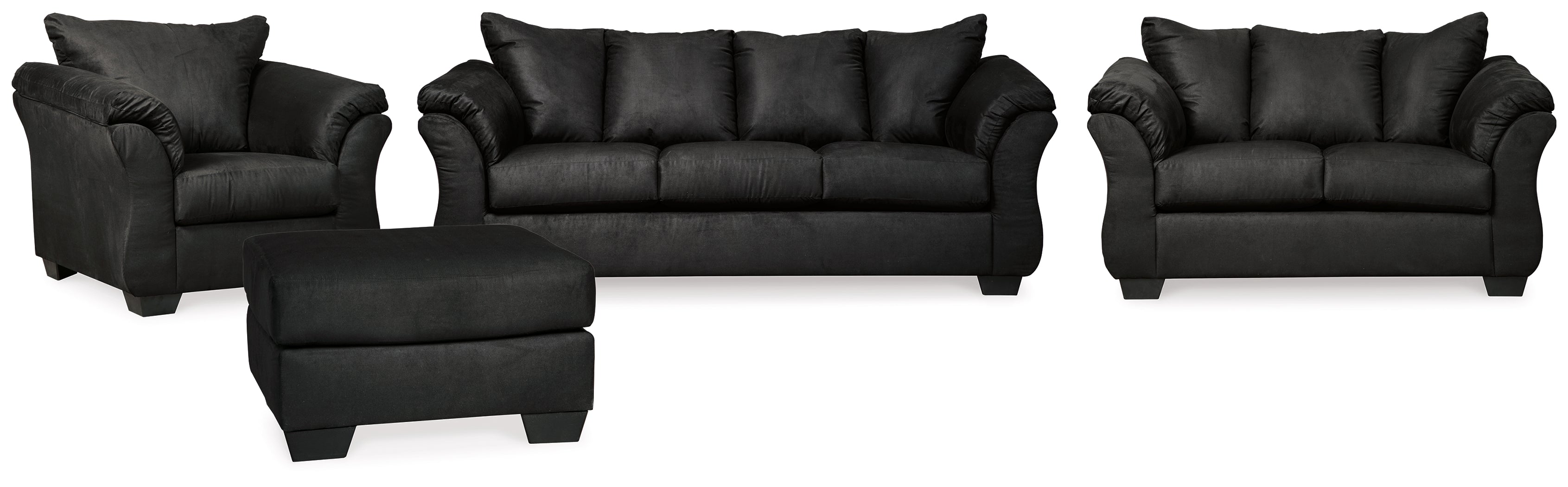 Hoover Furniture Outlet - Ashley Furniture - Darcy Sofa, Loveseat, Chair and Ottoman - Sofa, Loveseat, Chair and Ottoman / Black - 75008U8