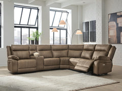 Hoover Furniture Outlet - Ashley Furniture - Max-Momentum 6-Piece Power Reclining Sectional with Audio Console - 6-Piece Power Reclining Sectional with Audio Console - PC82305S9
