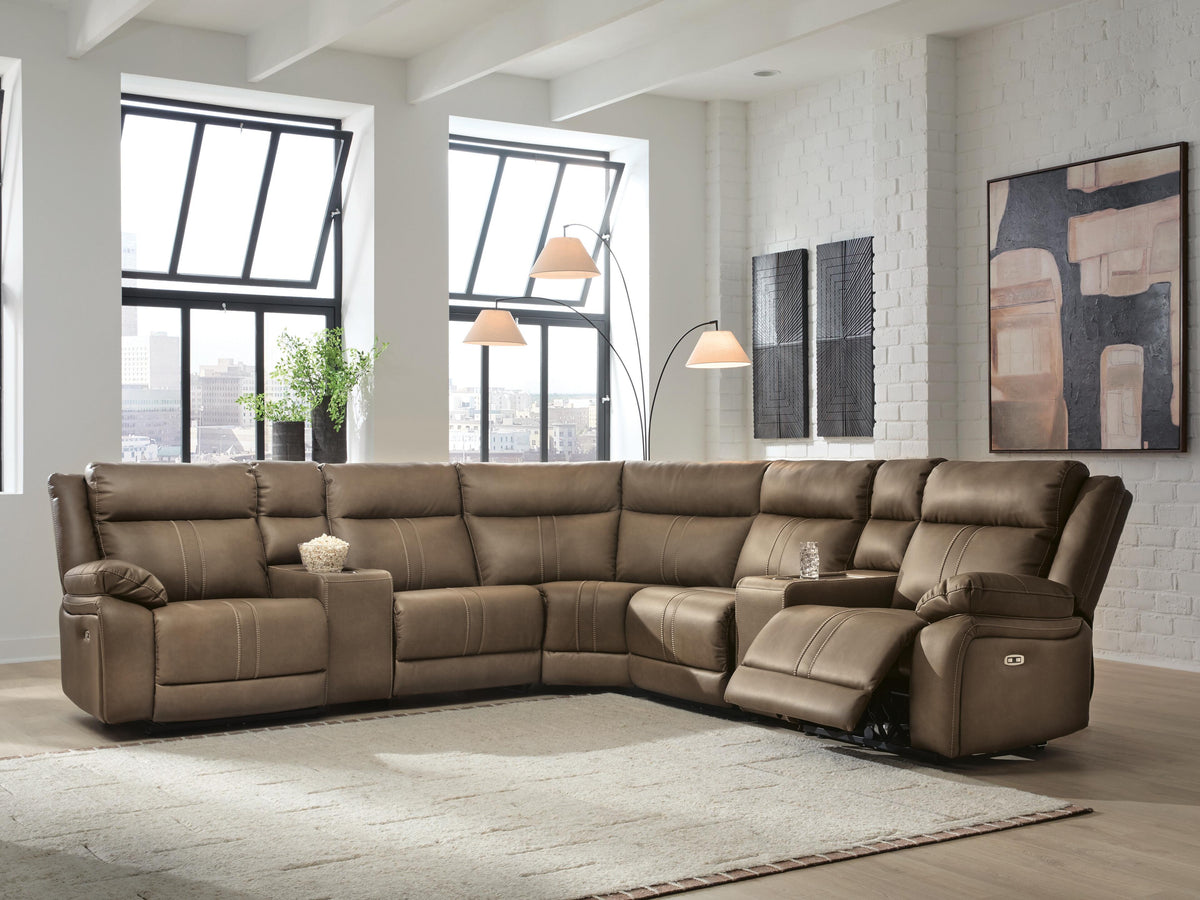Hoover Furniture Outlet - Ashley Furniture - Max-Momentum 7-Piece Power Reclining Sectional with Audio Consoles - 7-Piece Power Reclining Sectional with Audio Consoles - PC82305S8