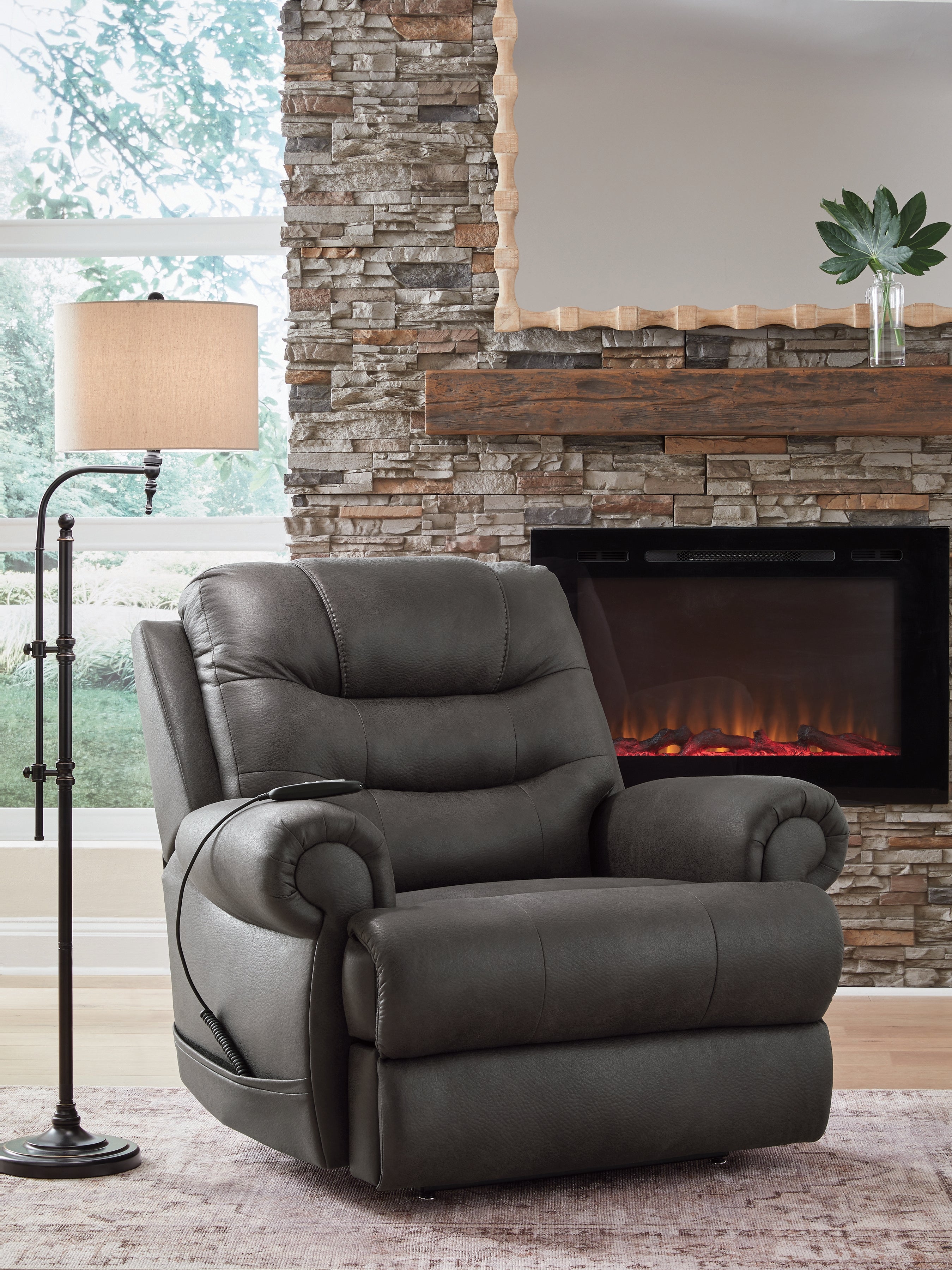 Hoover Furniture Outlet - Ashley Furniture - Revived and Restored Power Lift Recliner - Power Lift Recliner / Granite - PC8240612