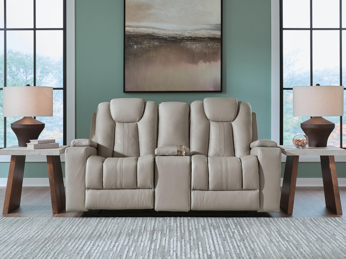 Hoover Furniture Outlet - Ashley Furniture - Elevate Edges Glider Reclining Loveseat with Console - Glider REC Loveseat w/Console - PC8330543