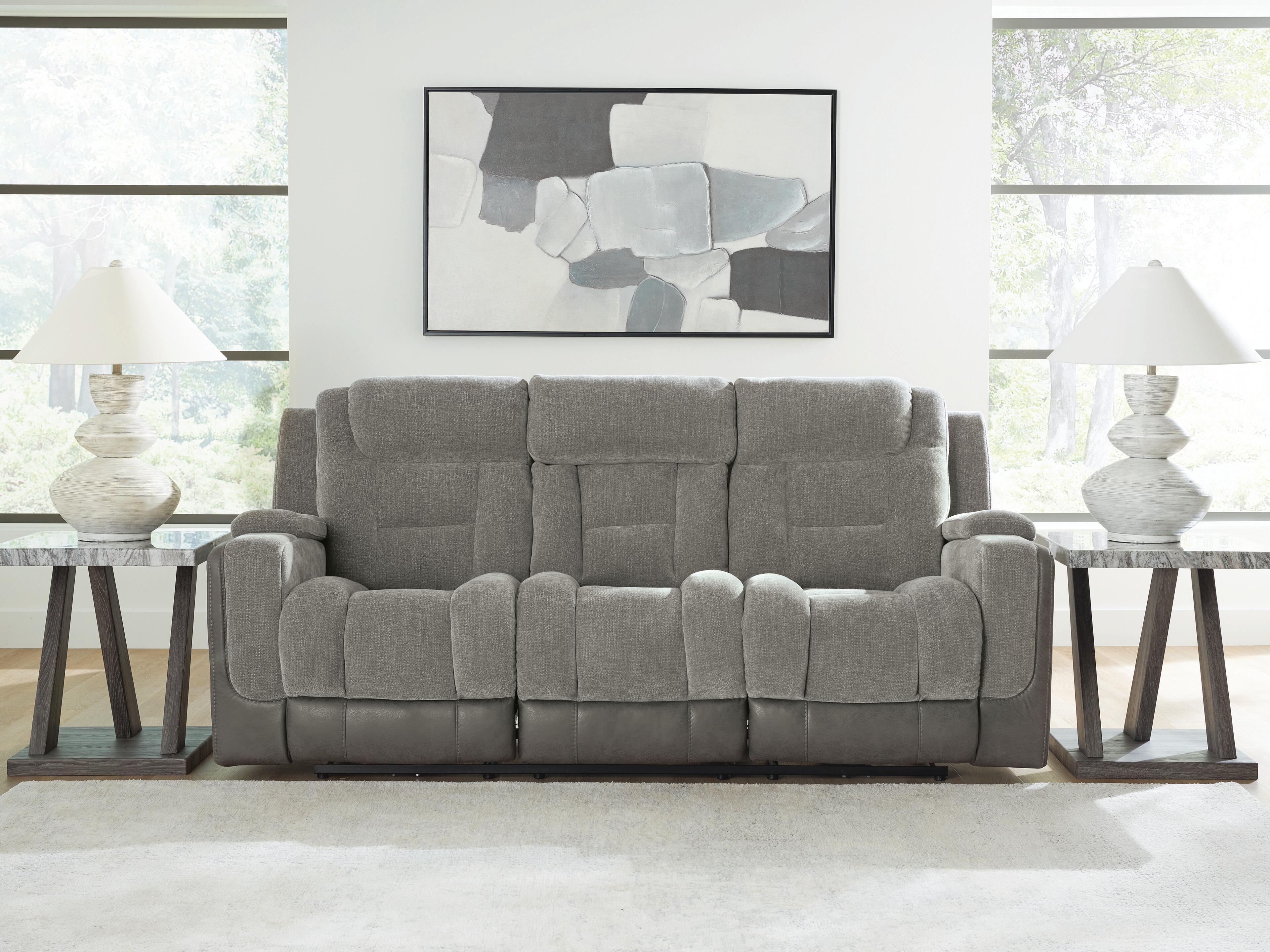 Hoover Furniture Outlet - Ashley Furniture - Mixed Motion Power Reclining Sofa - PWR REC Sofa with ADJ Headrest - PC8350515