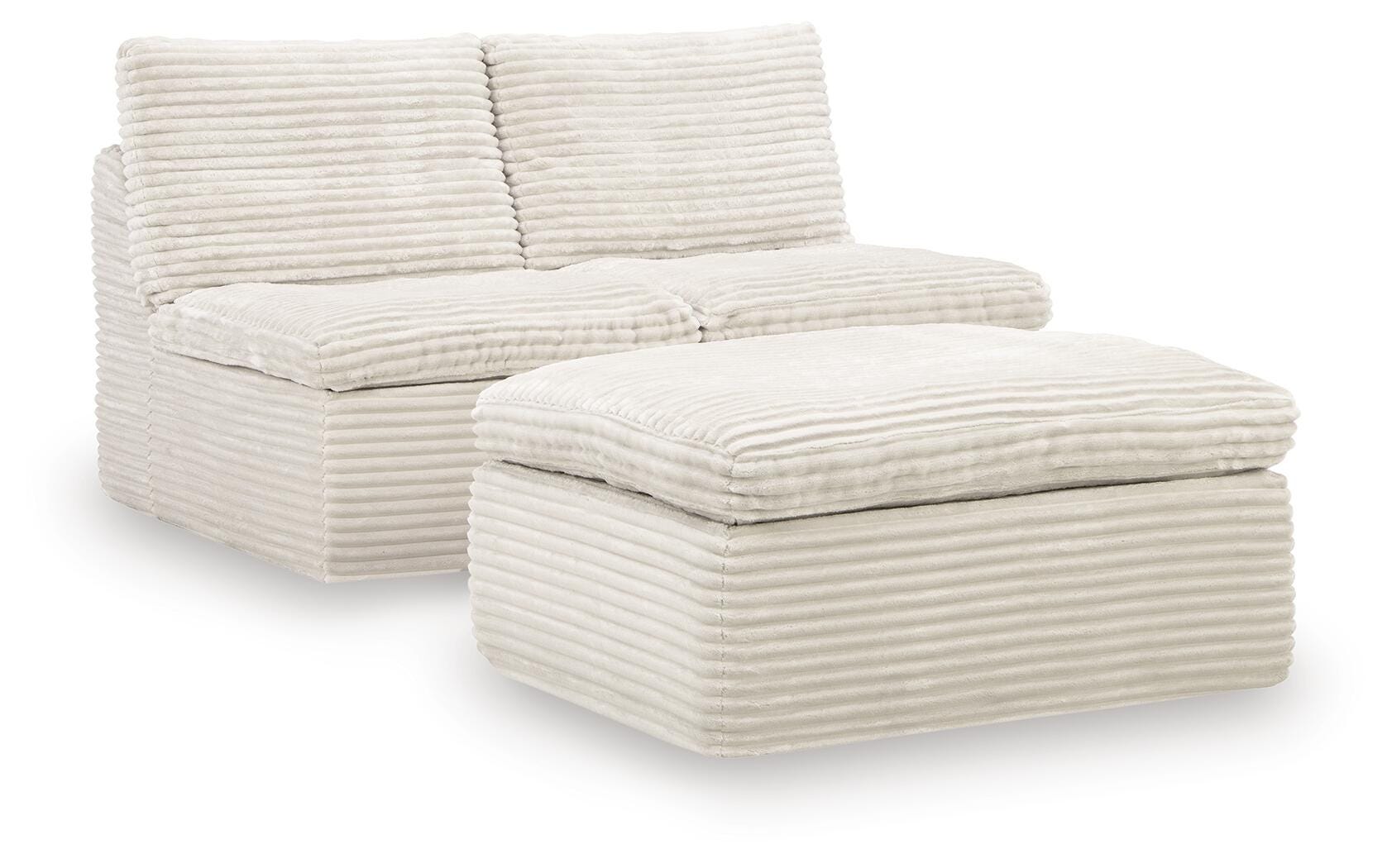Hoover Furniture Outlet - Ashley Furniture - Fannin Armless Chair with Ottoman - 2 Armless Chairs w/Otto (3/CN) - PC8430431