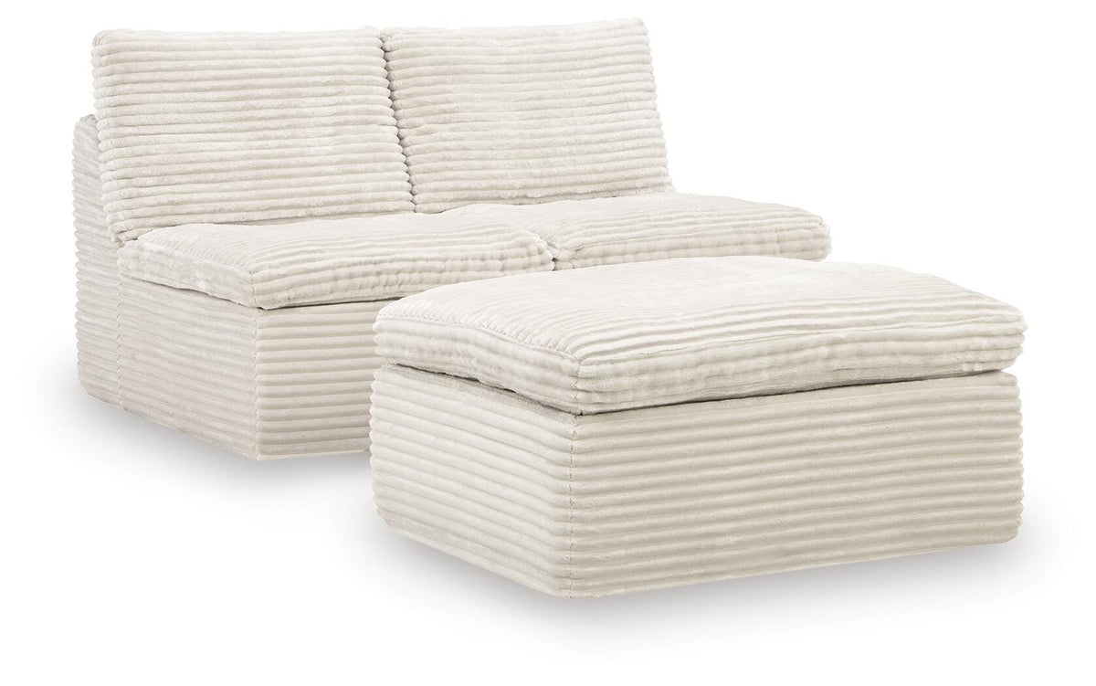 Hoover Furniture Outlet - Ashley Furniture - Fannin Armless Chair with Ottoman - 2 Armless Chairs w/Otto (3/CN) - PC8430431