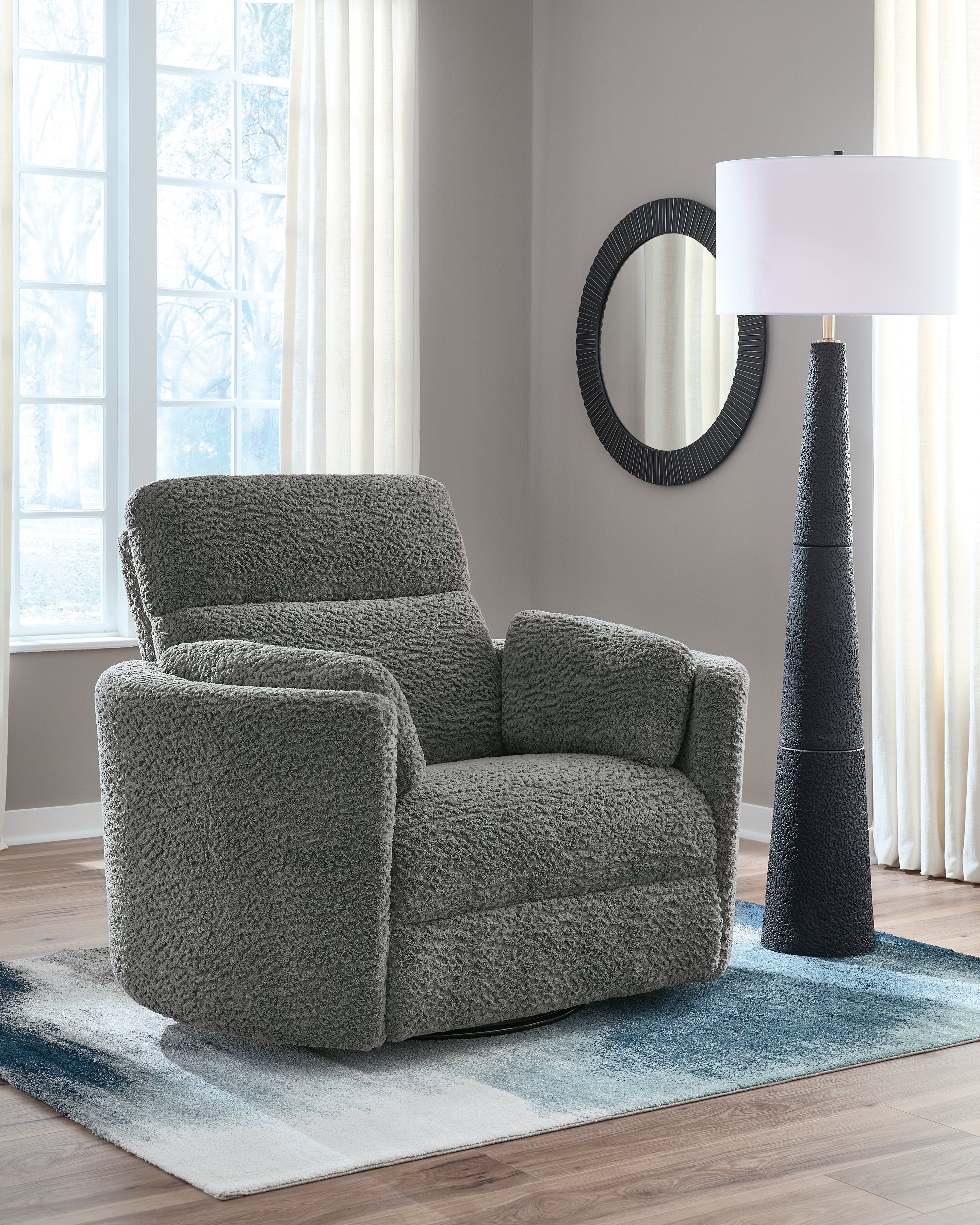 Hoover Furniture Outlet - Ashley Furniture - Gosaldo Swivel Power Glider Recliner - Swivel Glider Power Recliner / Lead - PC8630495