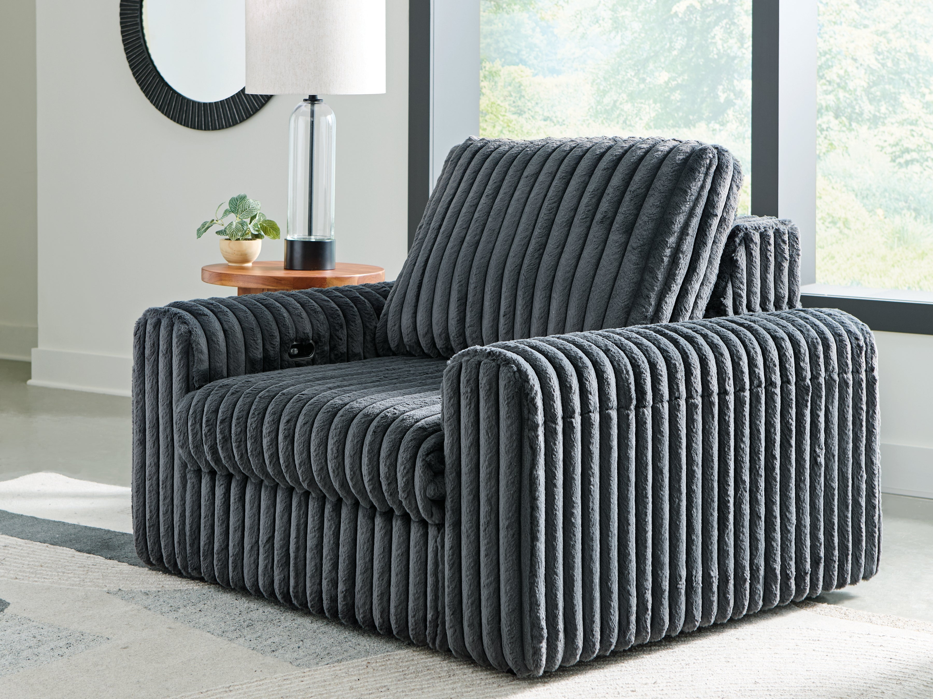 Hoover Furniture Outlet - Ashley Furniture - HamlinBay Power Gliding Chaise - Power Gliding Chaise / Gunmetal - PC8680515P