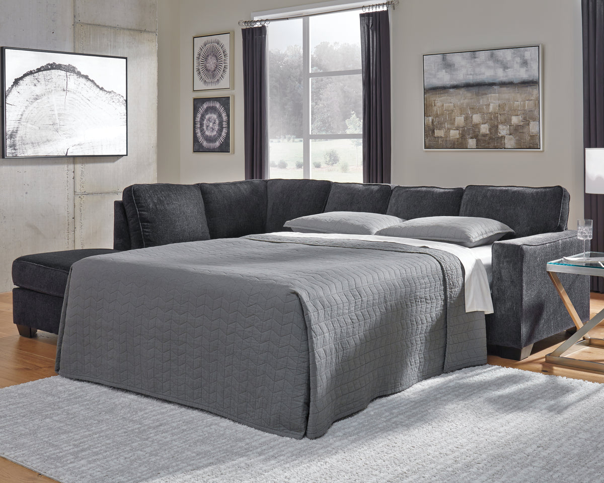 Hoover Furniture Outlet - Ashley Furniture - Altari 2-Piece Sleeper Sectional with Chaise - RAF 2-Piece Sleeper Sectional with Chaise / Slate - 87213S4