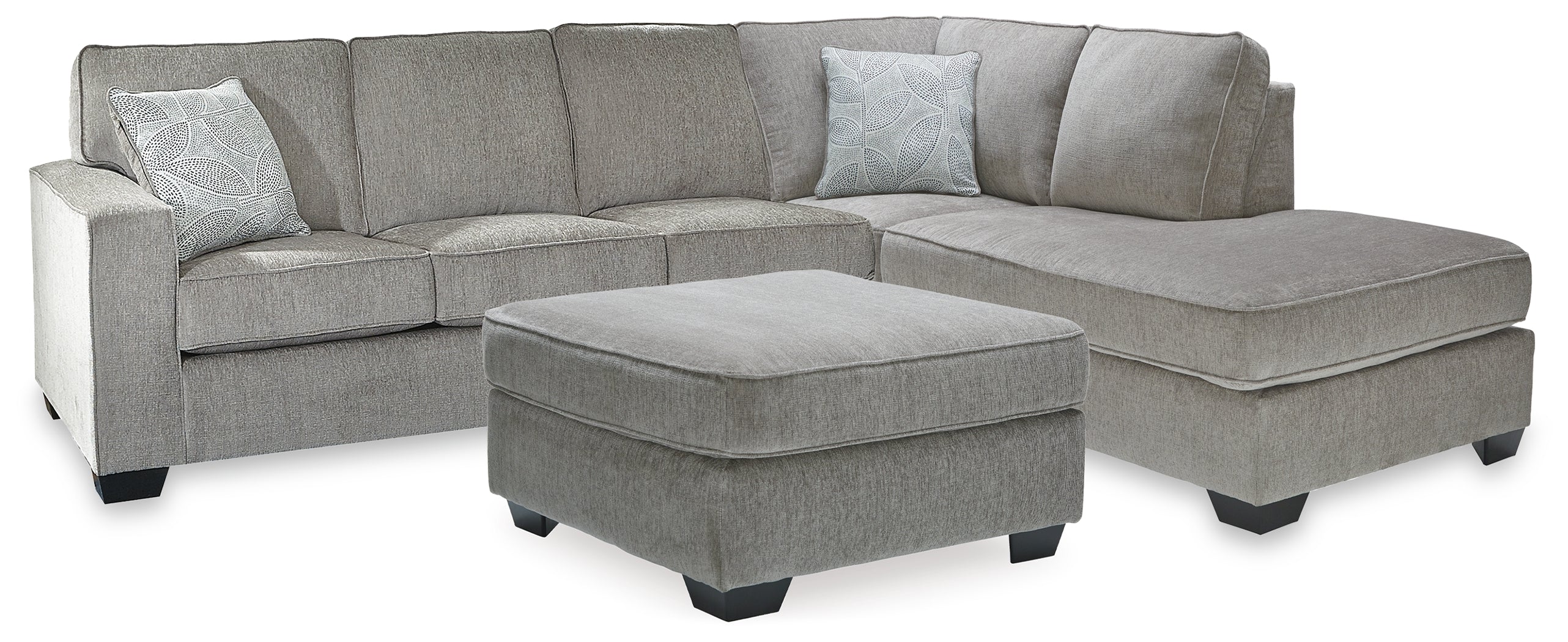 Hoover Furniture Outlet - Ashley Furniture - Altari 2-Piece Sleeper Sectional and Ottoman - 2-Piece Sleeper Sectional and Ottoman / Alloy - 87214U8
