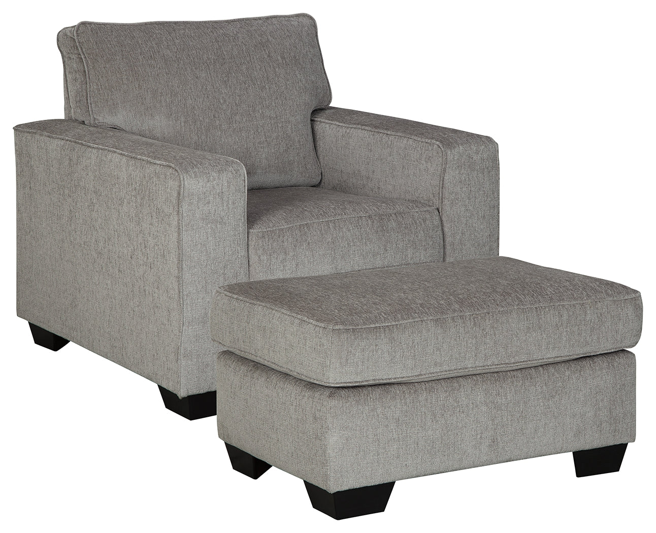 Hoover Furniture Outlet - Ashley Furniture - Altari Chair and Ottoman - Chair and Ottoman / Alloy - 87214U4