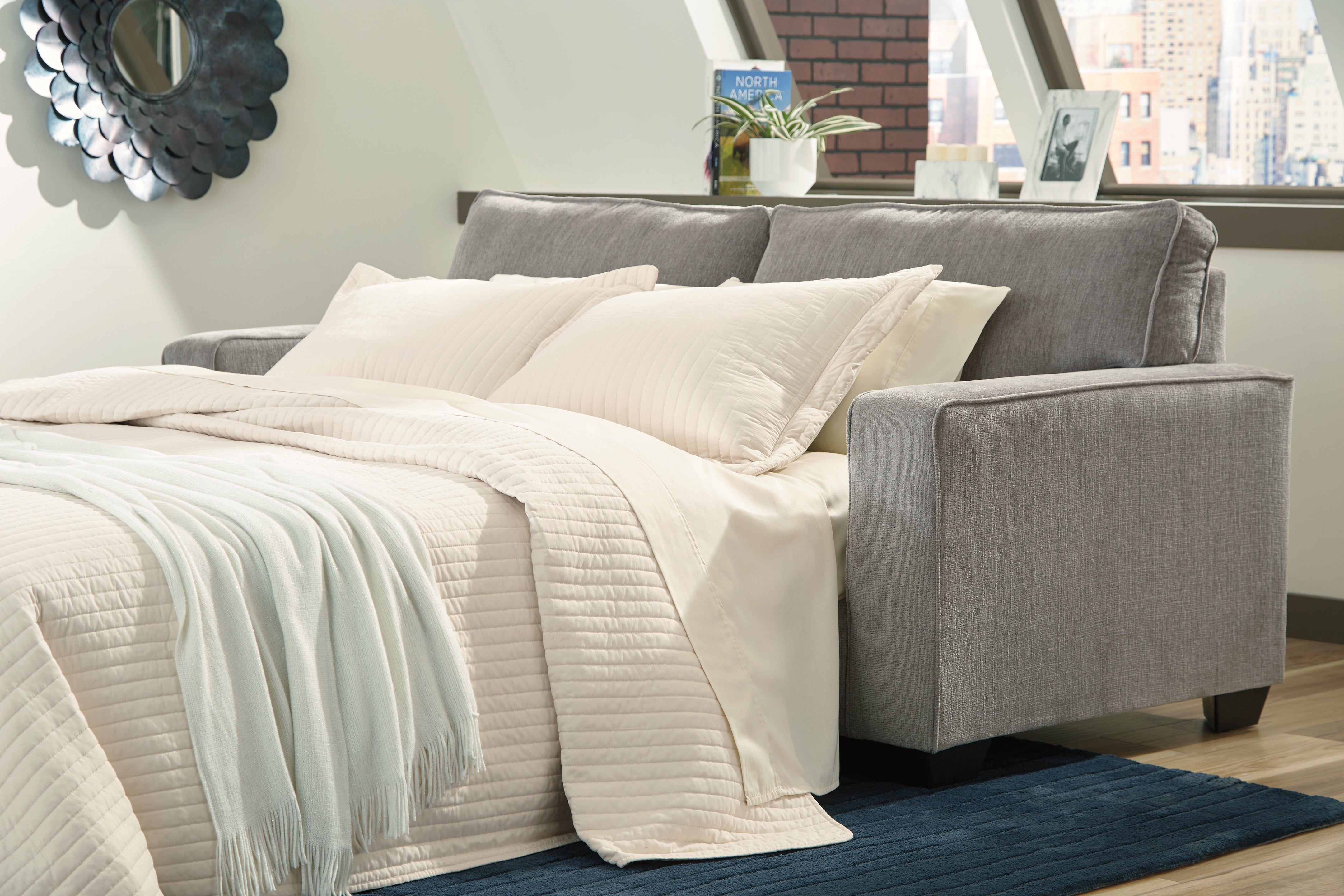 Hoover Furniture Outlet - Ashley Furniture - Altari Queen Sofa Sleeper - Queen Sofa Sleeper / Alloy - 8721439