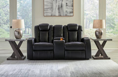 Hoover Furniture Outlet - Ashley Furniture - Caveman Den Power Reclining Loveseat with Console - PWR REC Loveseat/CON/ADJ HDRST / Midnight - 9070318