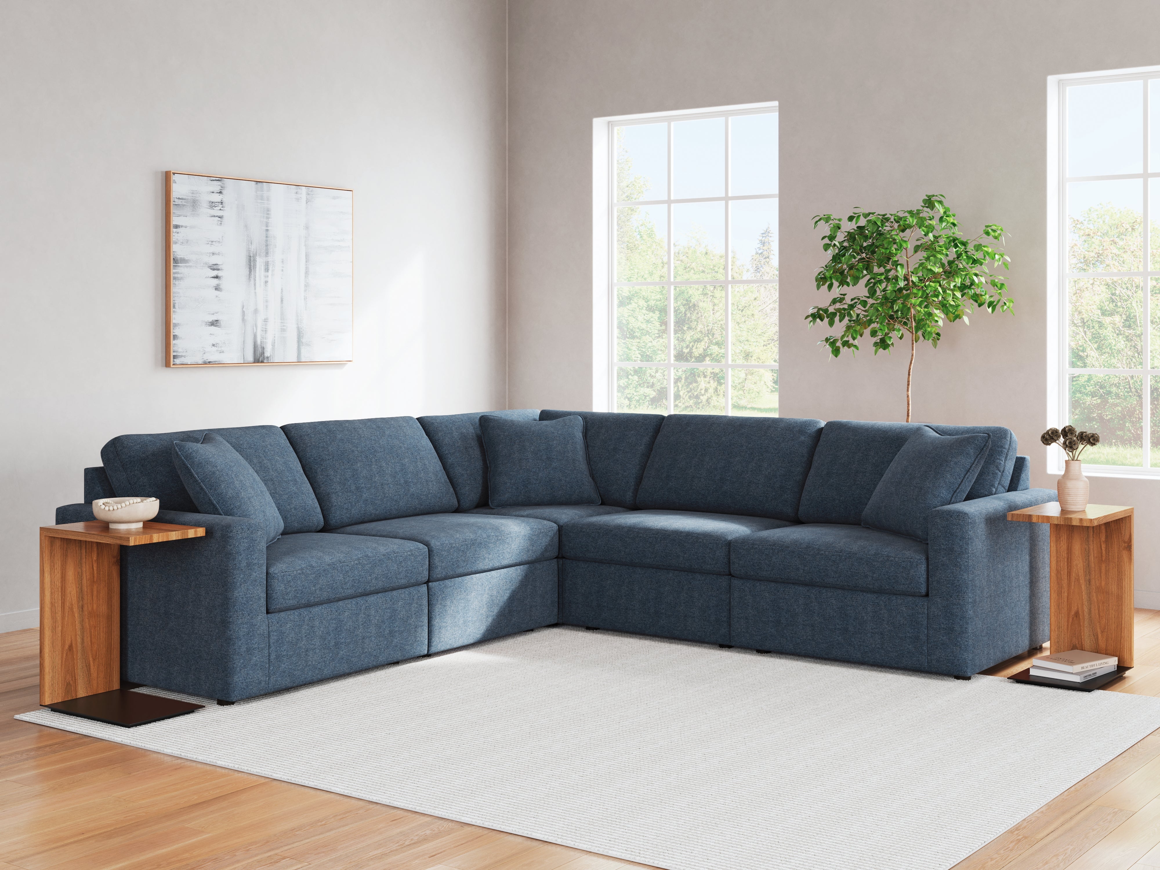 Hoover Furniture Outlet - Ashley Furniture - Modmax 5-Piece Sectional - RAF 5-Piece Sectional / Ink - 92101S6