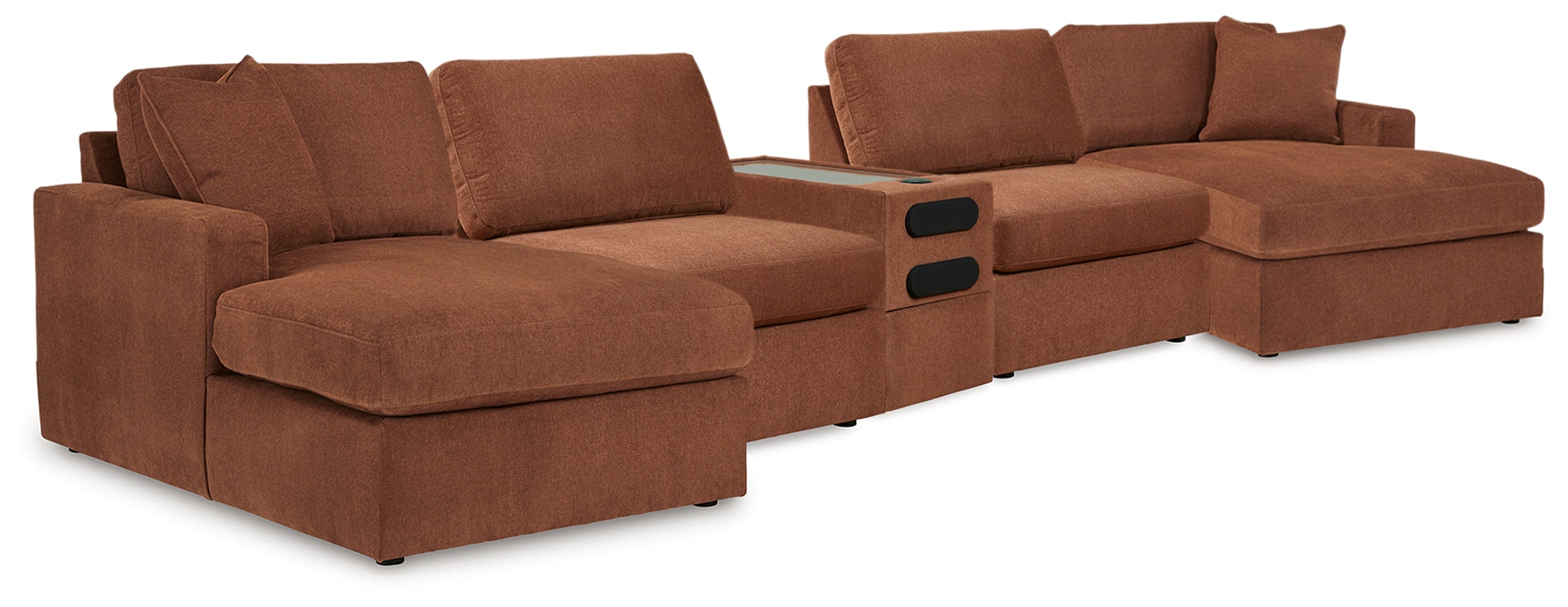 Hoover Furniture Outlet - Ashley Furniture - Modmax 5 Piece Sectional with Audio Console - RAF 5 Piece Sectional with Audio Console / Spice - 92102S70