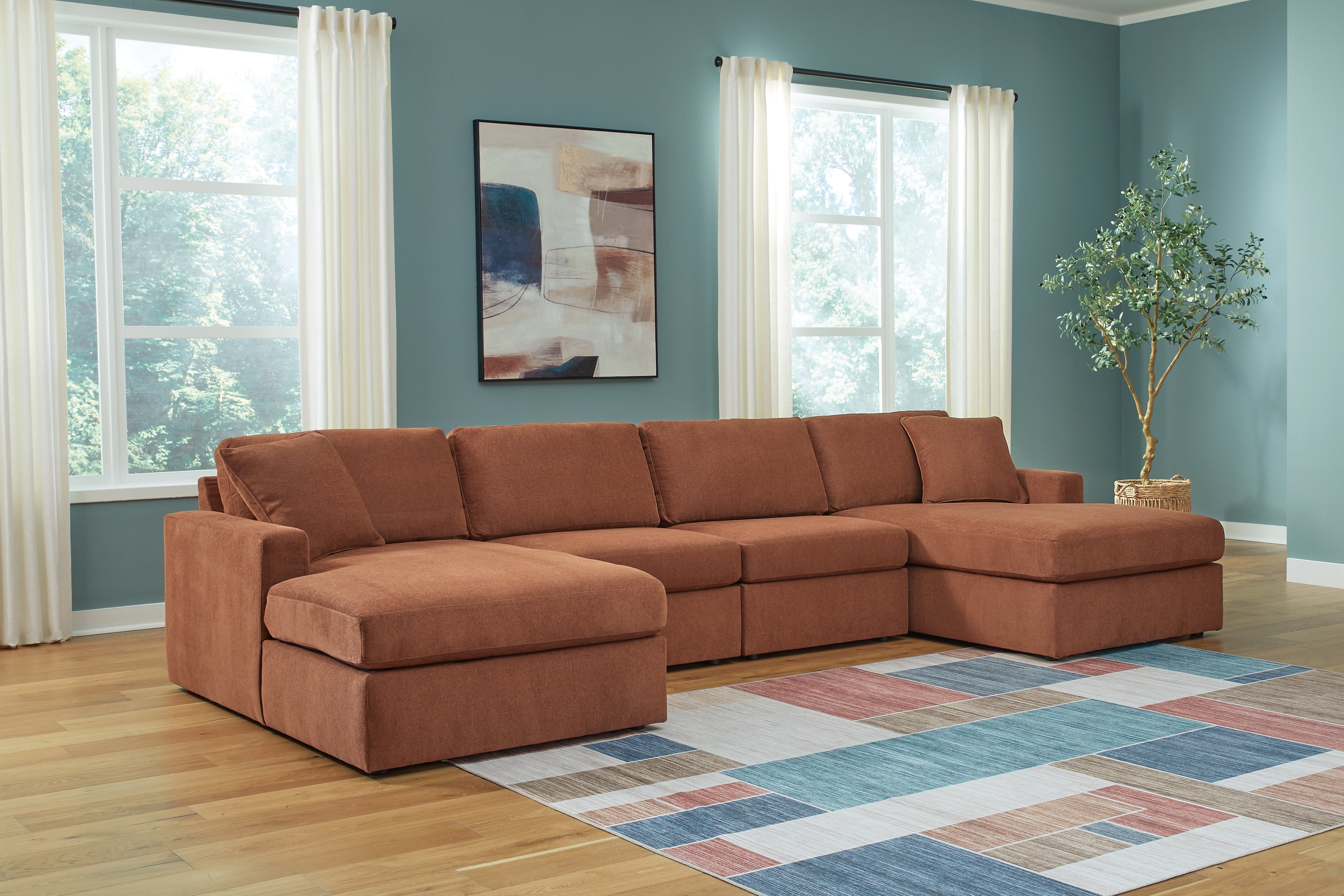 Hoover Furniture Outlet - Ashley Furniture - Modmax 4-Piece Sectional with Chaise - RAF 4-Piece Sectional with Chaise / Spice - 92102S19