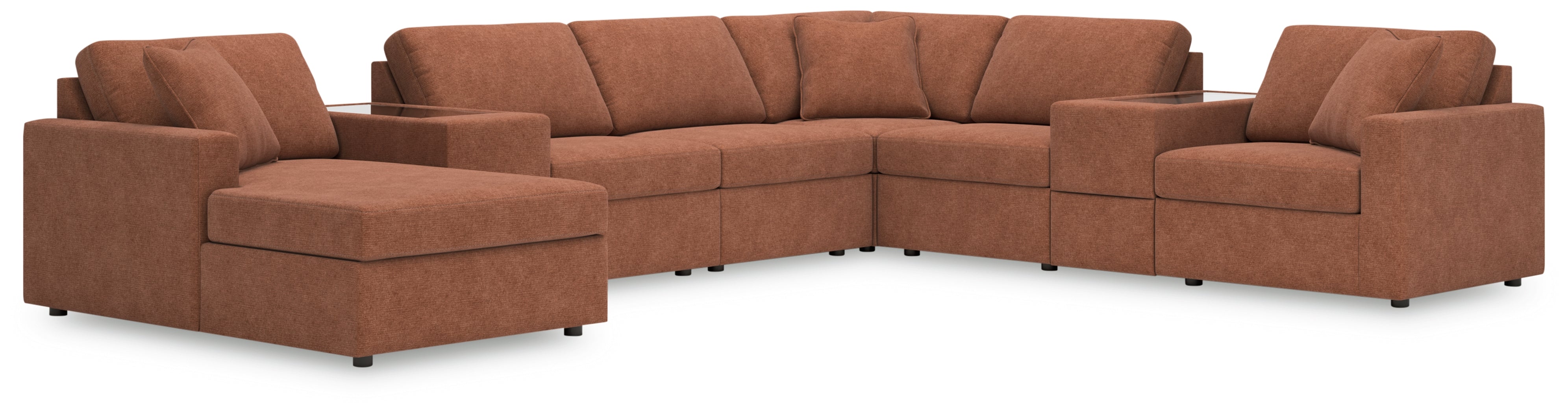 Hoover Furniture Outlet - Ashley Furniture - Modmax 8-Piece Sectional with Chaise - RAF 8-Piece Sectional with Chaise / Spice - 92102S43