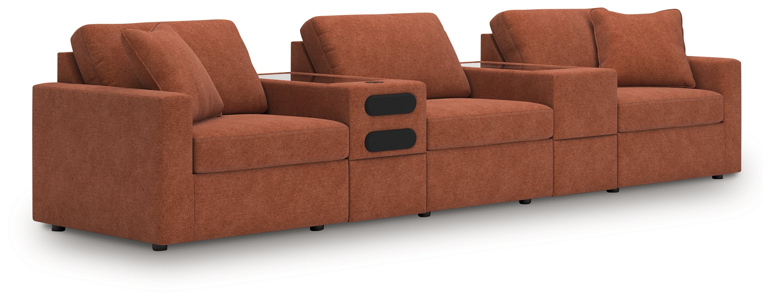 Hoover Furniture Outlet - Ashley Furniture - Modmax 5-Piece Sectional with Audio System - RAF 5-Piece Sectional with Audio System / Spice - 92102S64