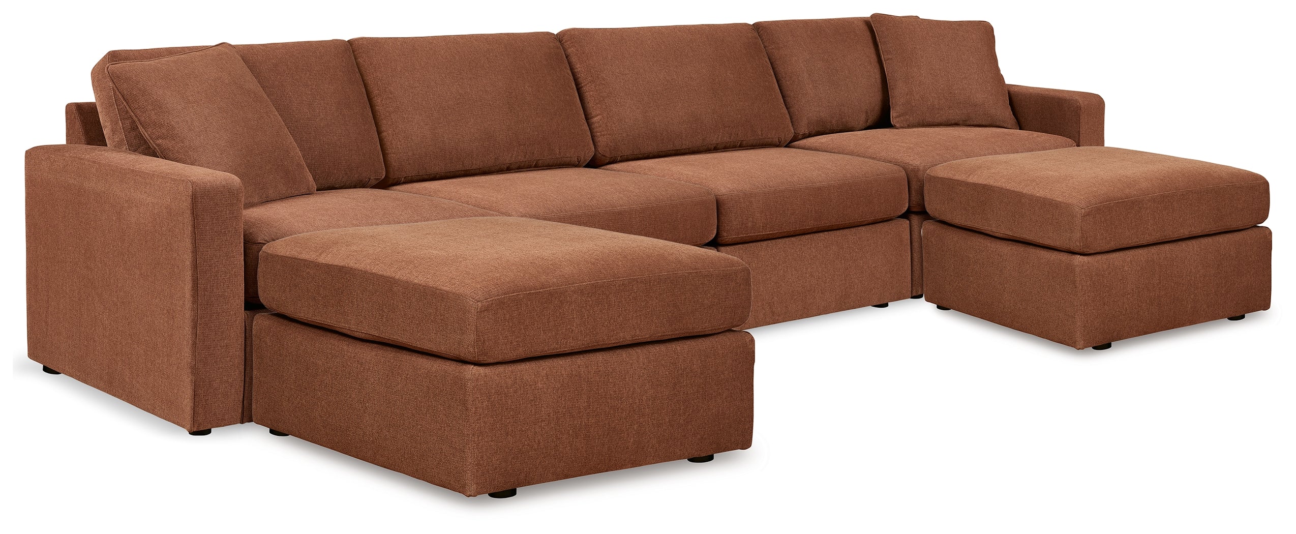 Hoover Furniture Outlet - Ashley Furniture - Modmax 4-Piece Sectional and 2 Ottomans - 4-Piece Sectional and 2 Ottomans / Spice - 92102U1