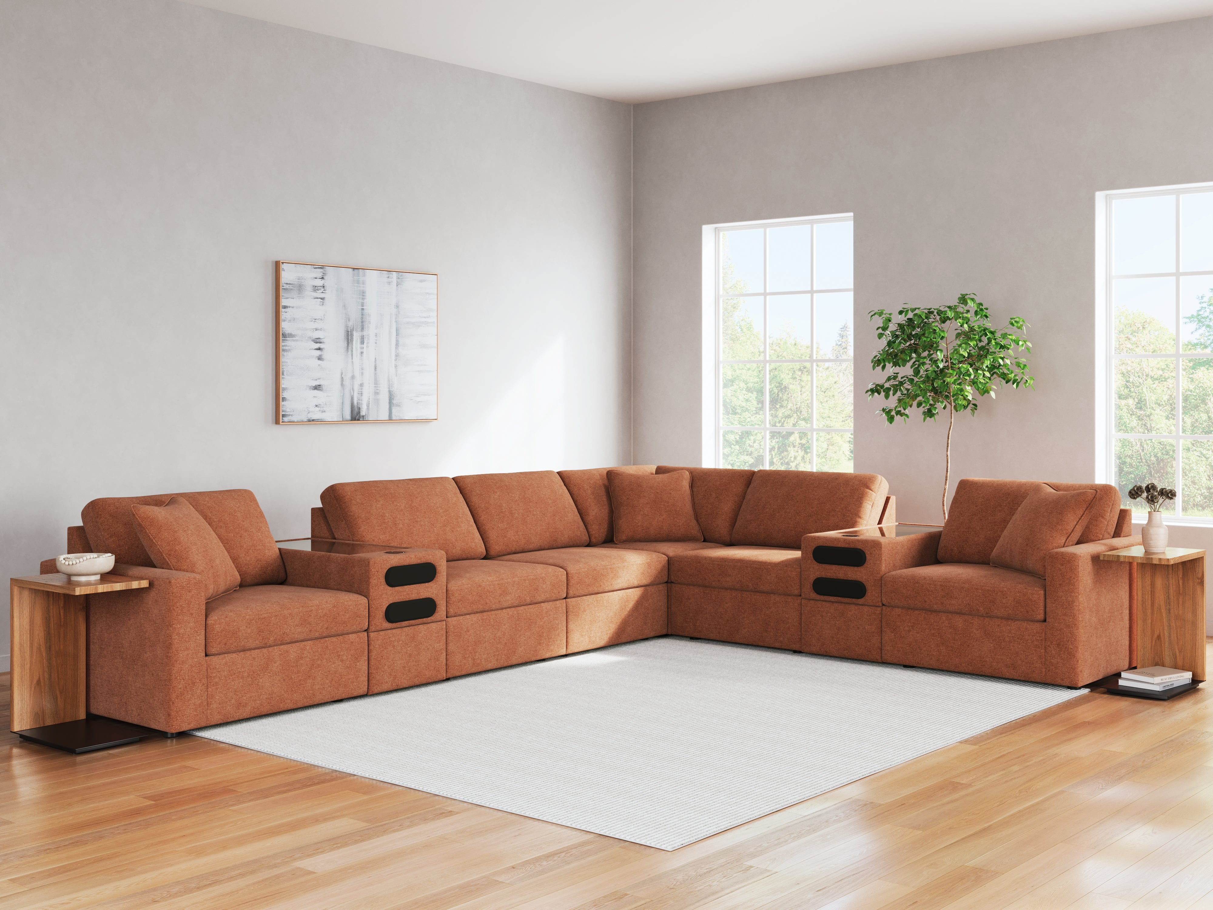 Hoover Furniture Outlet - Ashley Furniture - Modmax 8-Piece Sectional - RAF 8-Piece Sectional / Spice - 92102S16