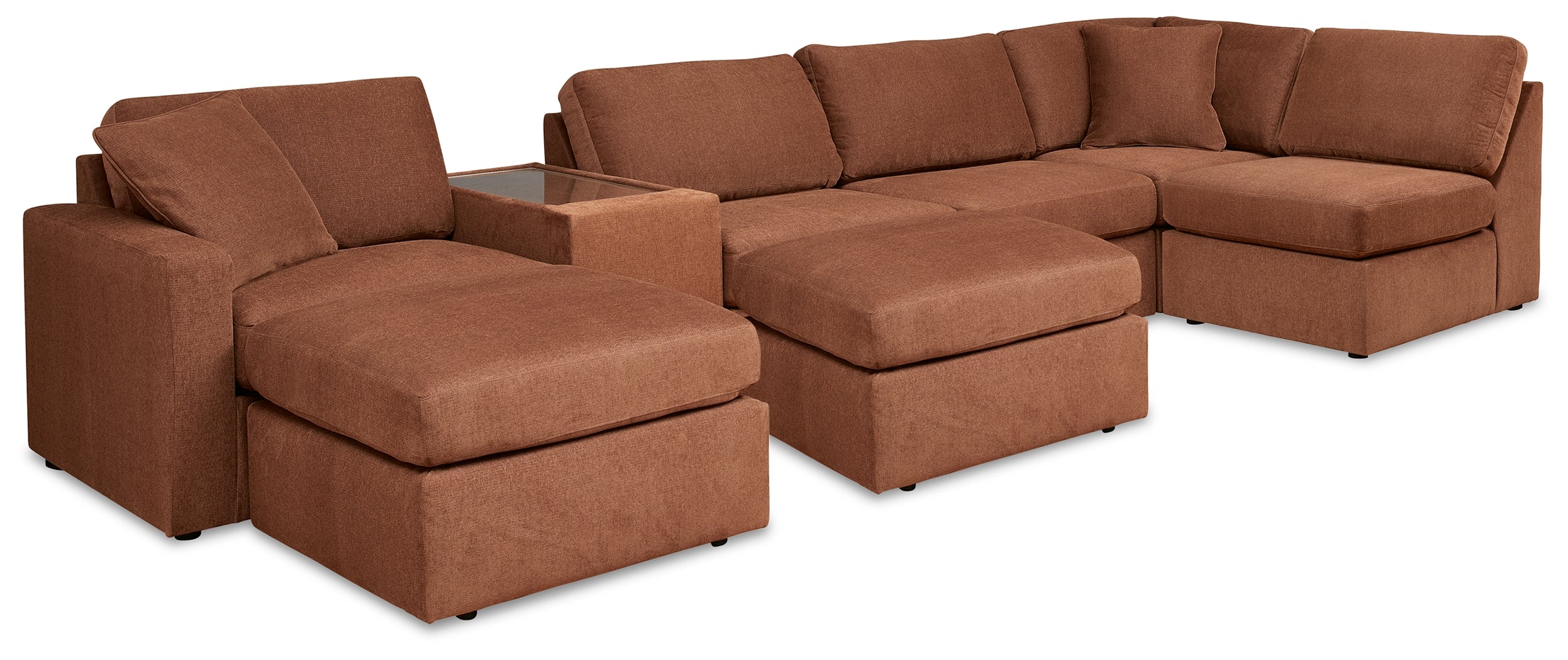 Hoover Furniture Outlet - Ashley Furniture - Modmax 6-Piece Sectional and 2 Ottomans - 6-Piece Sectional and 2 Ottomans / Spice - 92102U5