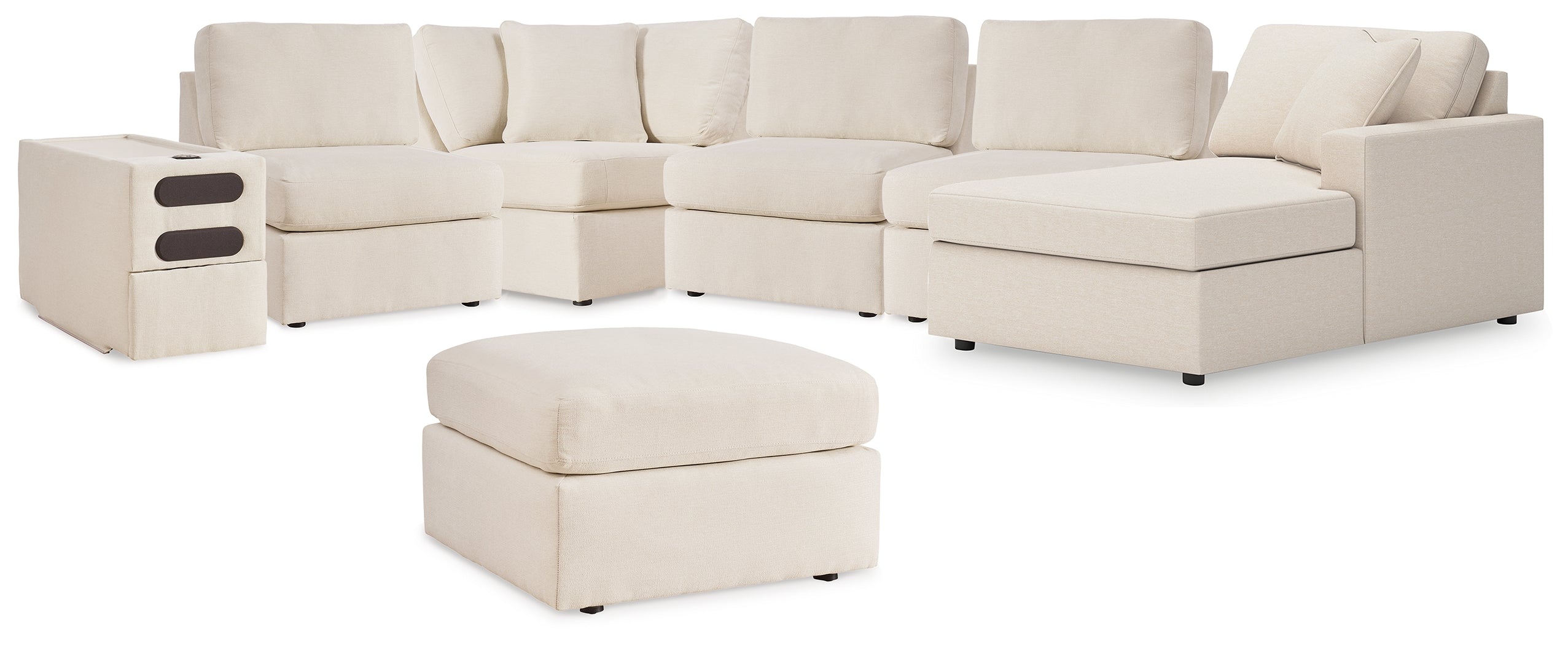Hoover Furniture Outlet - Ashley Furniture - Modmax 6-Piece Sectional with Chaise and Ottoman - 6-Piece Sectional with Chaise and Ottoman / Oyster - 92103U10