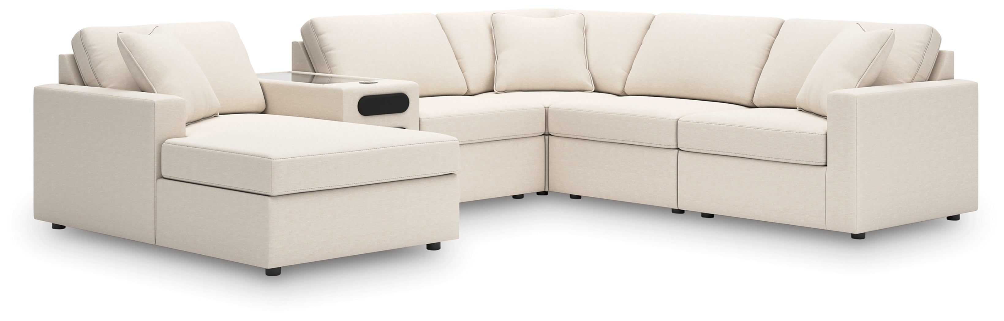 Hoover Furniture Outlet - Ashley Furniture - Modmax 6-Piece Sectional with Audio System and Chaise - RAF 6-Piece Sectional with Audio System and Chaise / Oyster - 92103S50