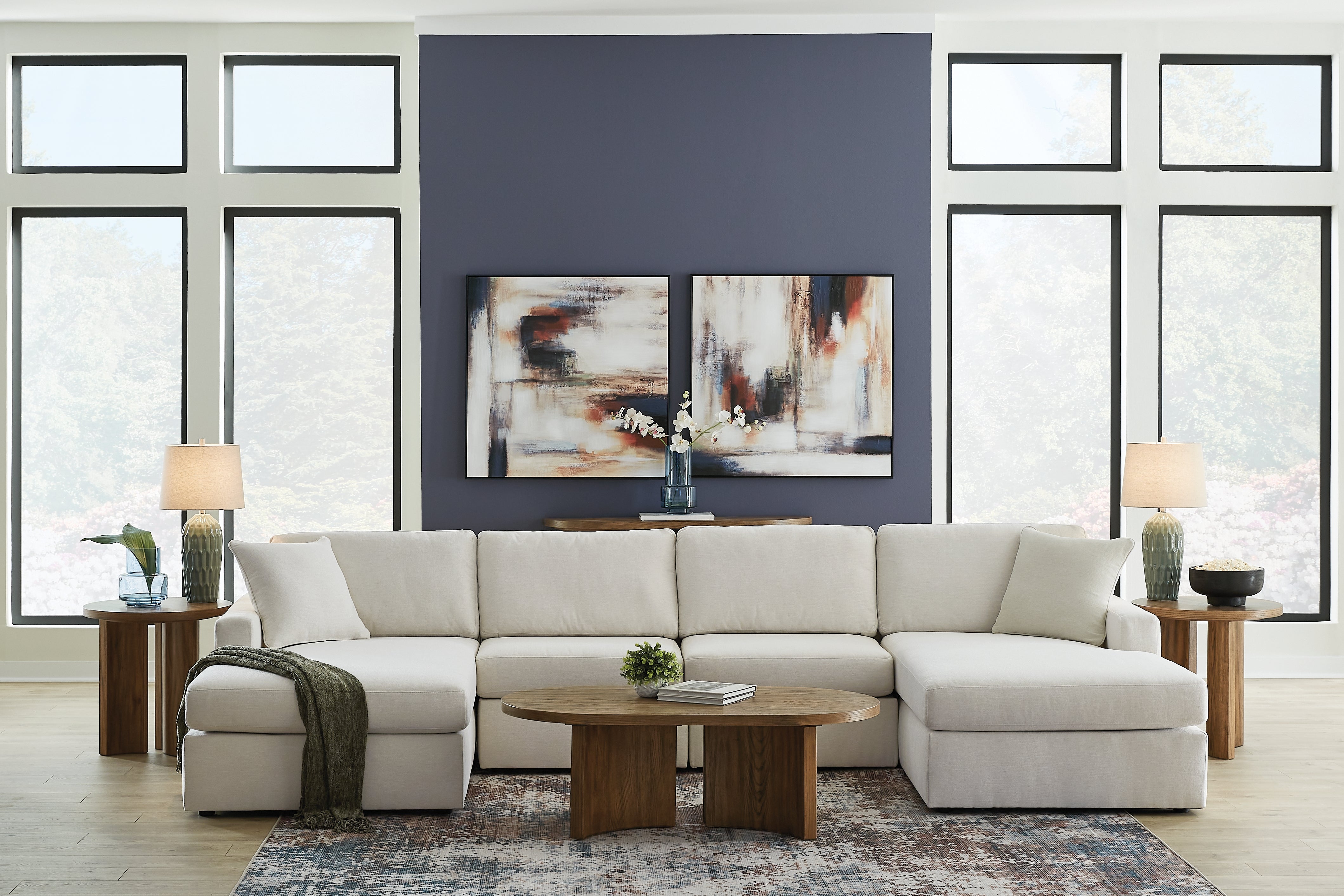 Hoover Furniture Outlet - Ashley Furniture - Modmax 4-Piece Sectional with Chaise - RAF 4-Piece Sectional with Chaise / Oyster - 92103S19