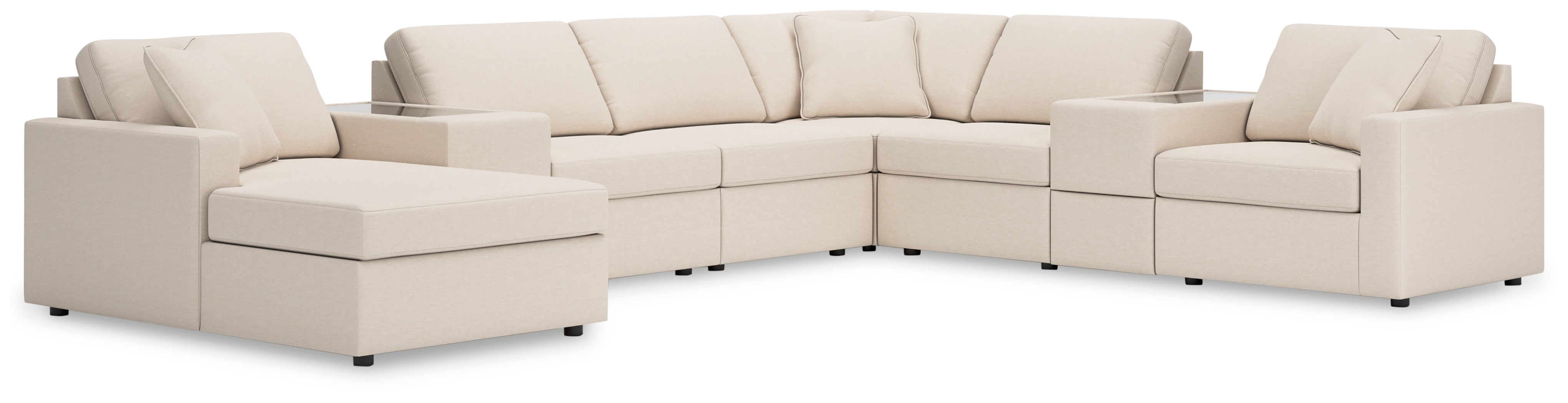 Hoover Furniture Outlet - Ashley Furniture - Modmax 8-Piece Sectional with Chaise - RAF 8-Piece Sectional with Chaise / Oyster - 92103S43