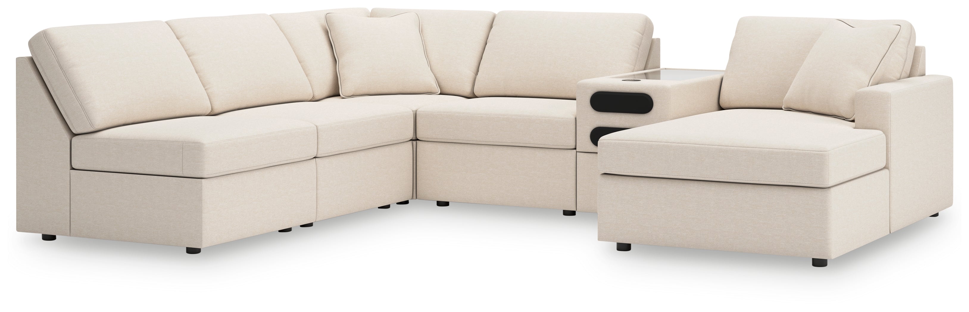 Hoover Furniture Outlet - Ashley Furniture - Modmax 6-Piece Sectional with Chaise - 6-Piece Sectional with Chaise and Audio Console / Oyster - 92103S25