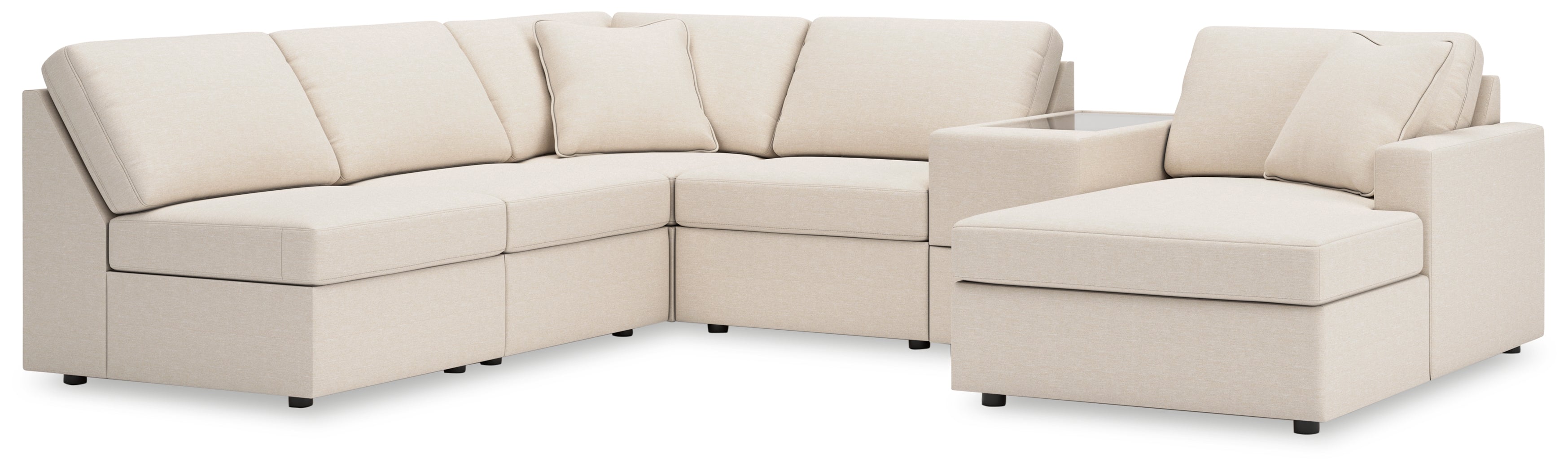 Hoover Furniture Outlet - Ashley Furniture - Modmax 6-Piece Sectional with Chaise - 6-Piece Sectional with Chaise and Storage Console / Oyster - 92103S22