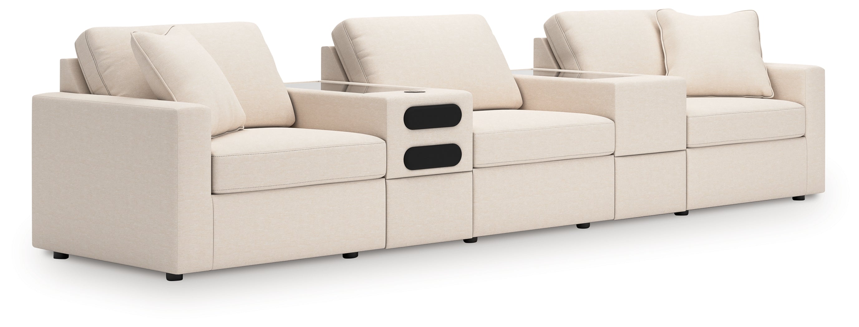 Hoover Furniture Outlet - Ashley Furniture - Modmax 5-Piece Sectional with Audio System - RAF 5-Piece Sectional with Audio System / Oyster - 92103S64