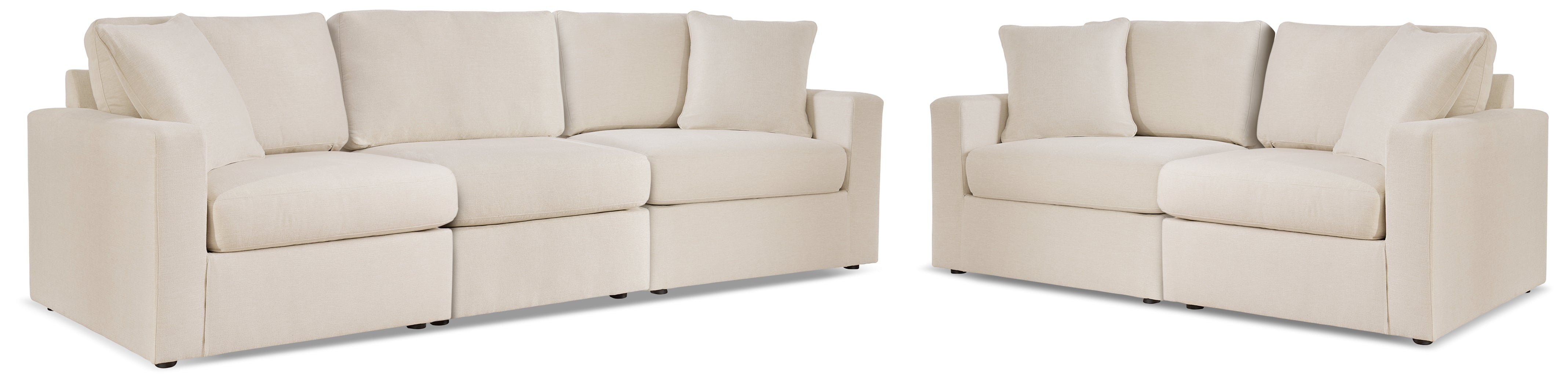 Hoover Furniture Outlet - Ashley Furniture - Modmax 3-Piece Sectional Sofa and 2-Piece Sectional Loveseat - 3-Piece Sectional Sofa and 2-Piece Sectional Loveseat / Oyster - 92103U20