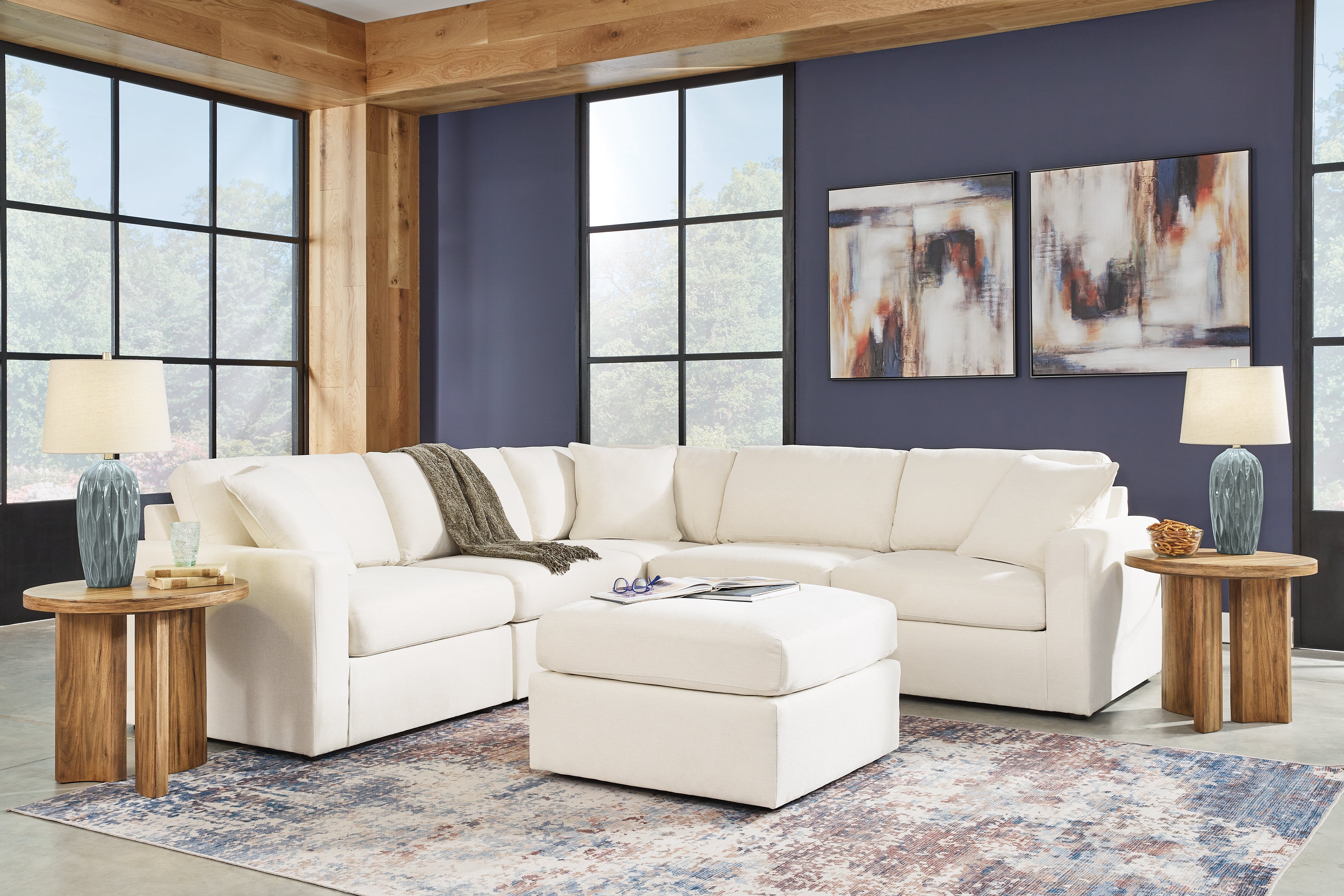 Hoover Furniture Outlet - Ashley Furniture - Modmax 5-Piece Sectional and Ottoman - 5-Piece Sectional and Ottoman / Oyster - 92103U14