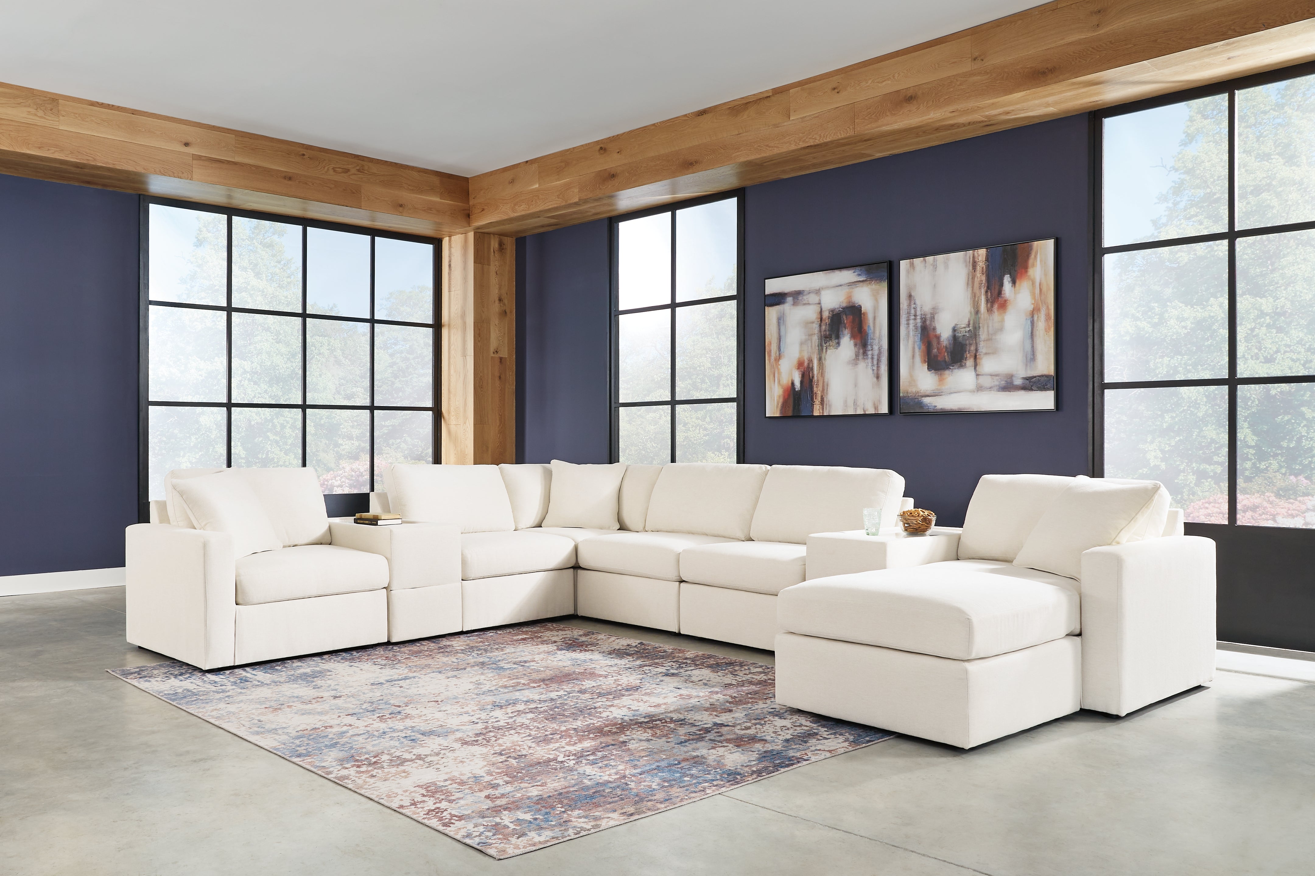 Hoover Furniture Outlet - Ashley Furniture - Modmax 8-Piece Sectional and Ottoman - 8-Piece Sectional and Ottoman / Oyster - 92103U3