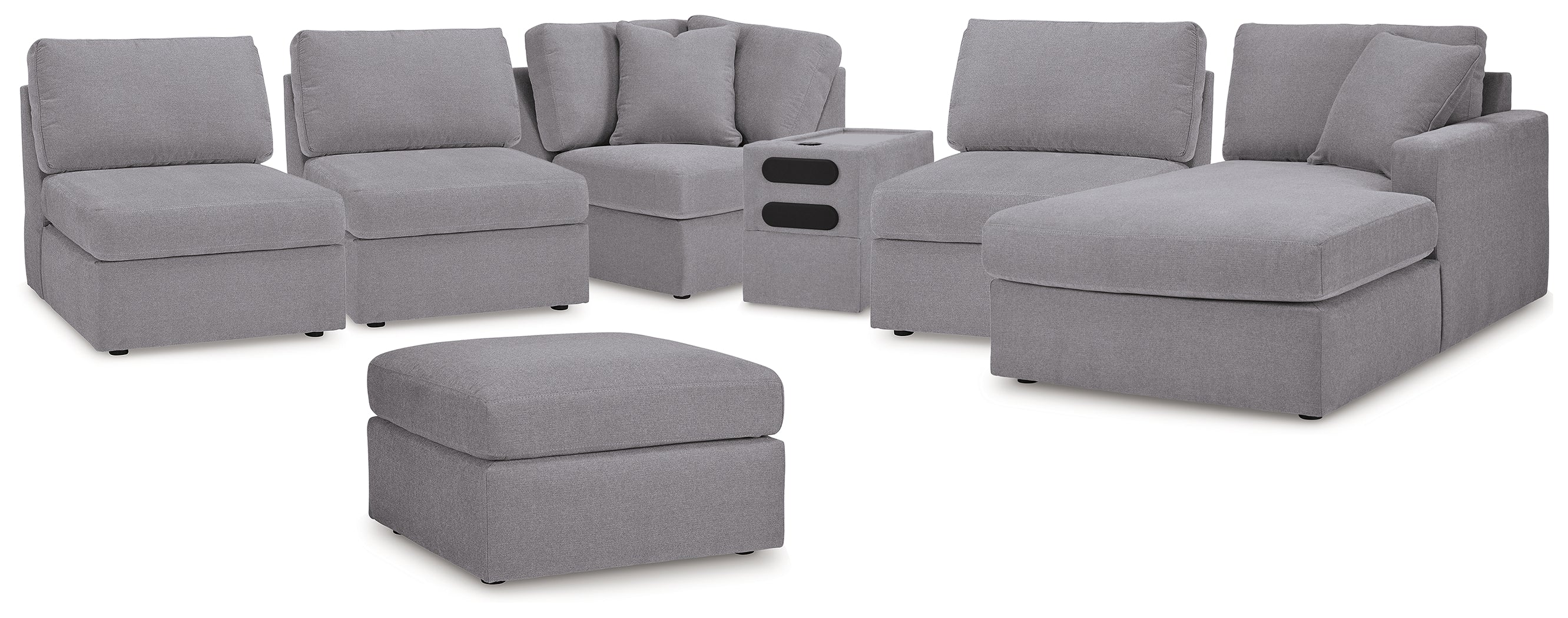 Hoover Furniture Outlet - Ashley Furniture - Modmax 6-Piece Sectional with Chaise and Ottoman - 6-Piece Sectional with Chaise and Ottoman / Granite - 92104U10