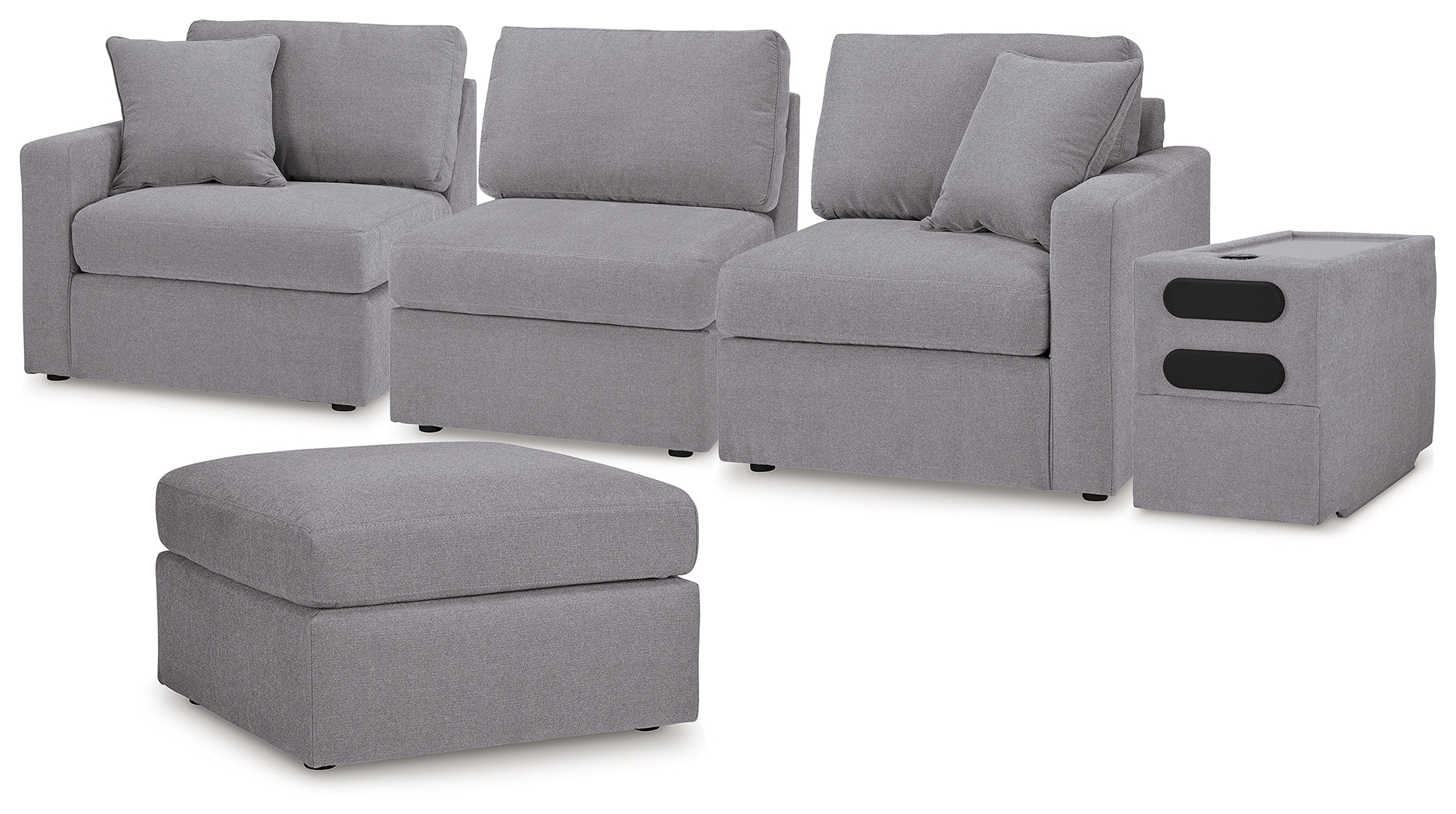 Hoover Furniture Outlet - Ashley Furniture - Modmax 4-Piece Sectional and Ottoman - 4-Piece Sectional and Ottoman / Granite - 92104U11