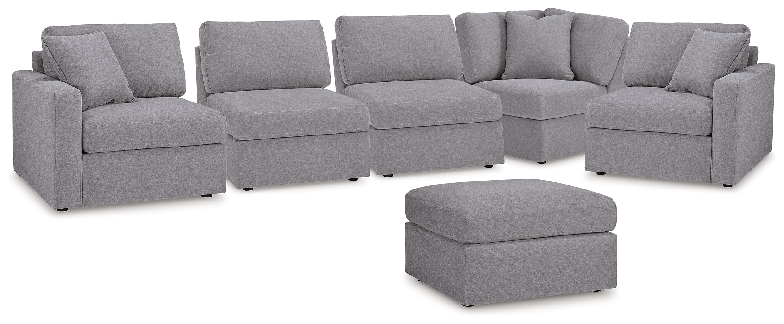 Hoover Furniture Outlet - Ashley Furniture - Modmax 5-Piece Sectional and Ottoman - 5-Piece Sectional and Ottoman / Granite - 92104U14