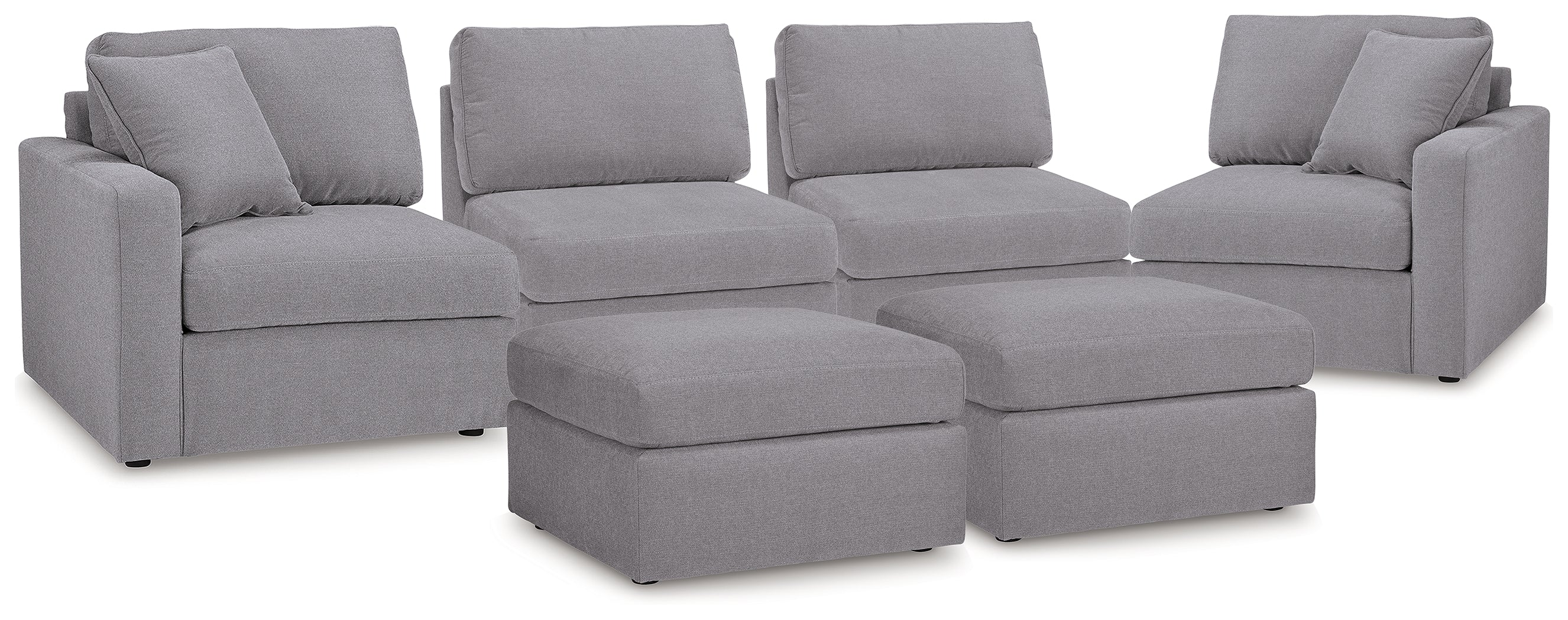 Hoover Furniture Outlet - Ashley Furniture - Modmax 4-Piece Sectional and 2 Ottomans - 4-Piece Sectional and 2 Ottomans / Granite - 92104U1