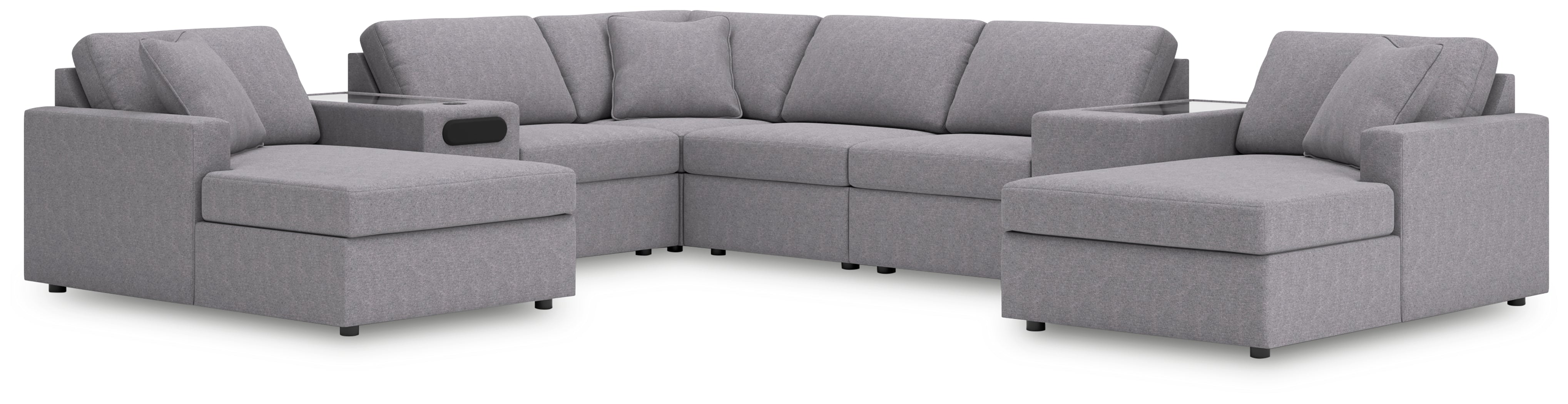 Hoover Furniture Outlet - Ashley Furniture - Modmax 8-Piece Sectional with Chaise - RAF 8-Piece Sectional with Chaise / Granite - 92104S31
