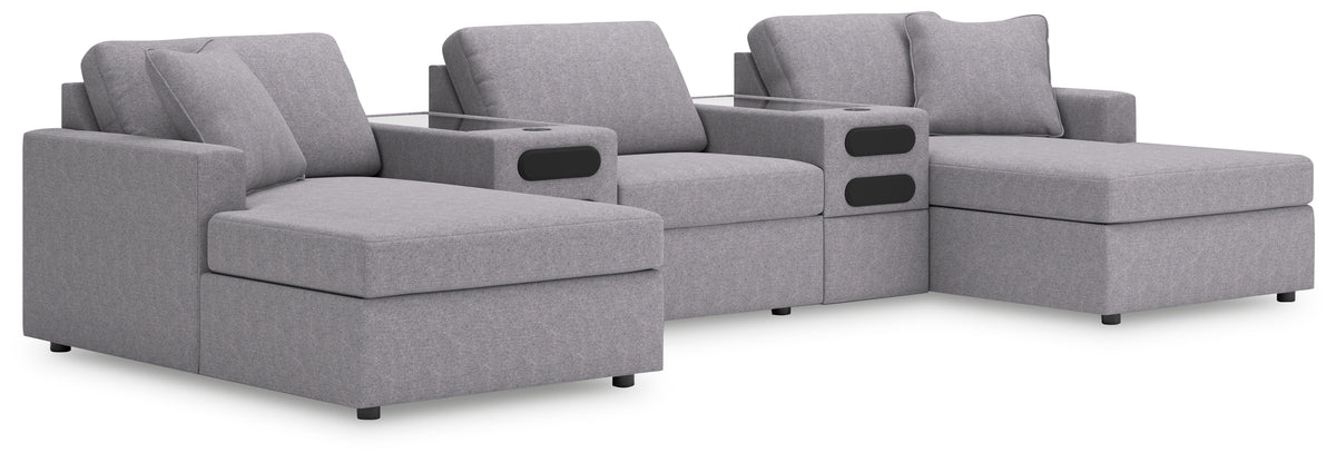 Hoover Furniture Outlet - Ashley Furniture - Modmax 5-Piece Sectional with Chaise and Audio Console - RAF 5-Piece Sectional with Chaise and Audio Console - 92104S47