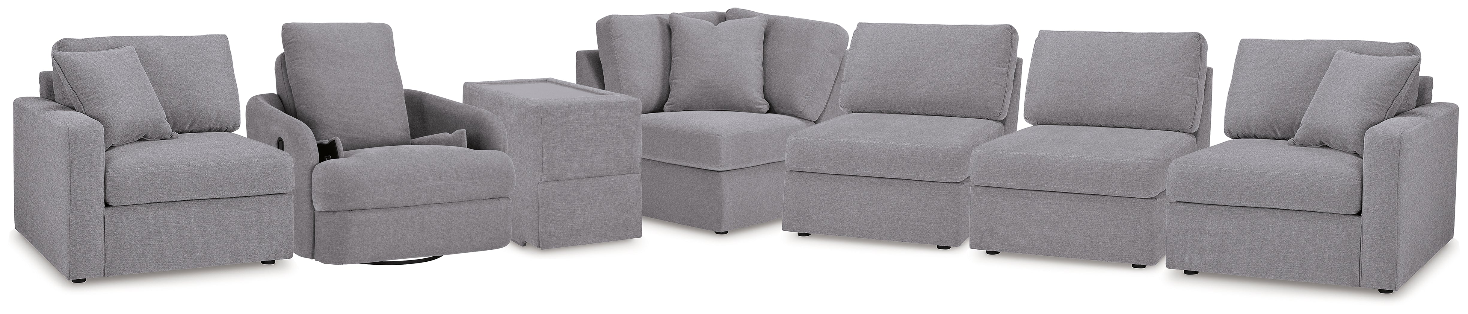 Hoover Furniture Outlet - Ashley Furniture - Modmax 6-Piece Sectional and Swivel Glider Recliner - 6-Piece Sectional and Swivel Glider Recliner / Granite - 92104U17