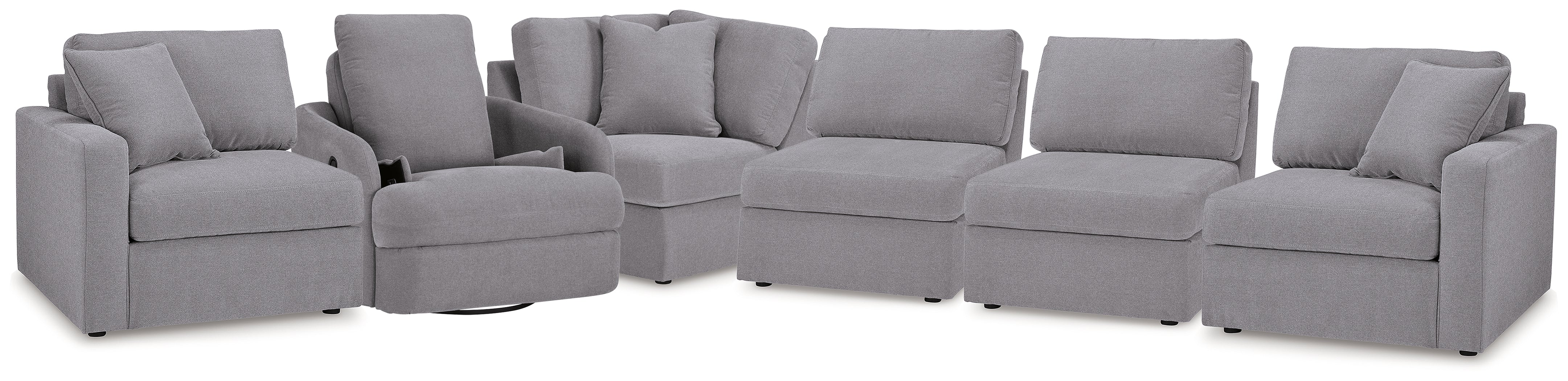 Hoover Furniture Outlet - Ashley Furniture - Modmax 5-Piece Sectional and Swivel Glider Recliner - 5-Piece Sectional and Swivel Glider Recliner / Granite - 92104U15