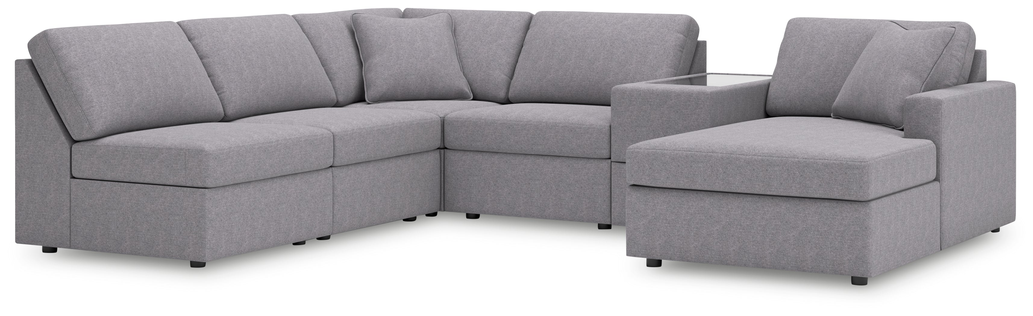 Hoover Furniture Outlet - Ashley Furniture - Modmax 6-Piece Sectional with Chaise - 6-Piece Sectional with Chaise and Storage Console / Granite - 92104S22