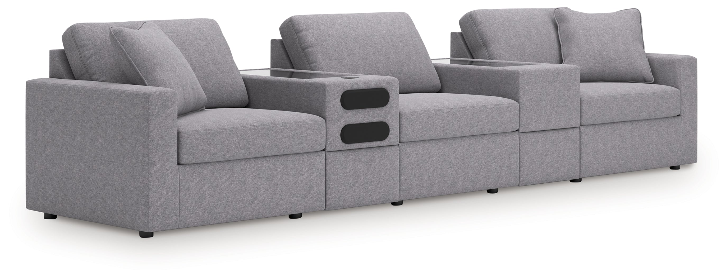 Hoover Furniture Outlet - Ashley Furniture - Modmax 5-Piece Sectional with Audio System - RAF 5-Piece Sectional with Audio System / Granite - 92104S64