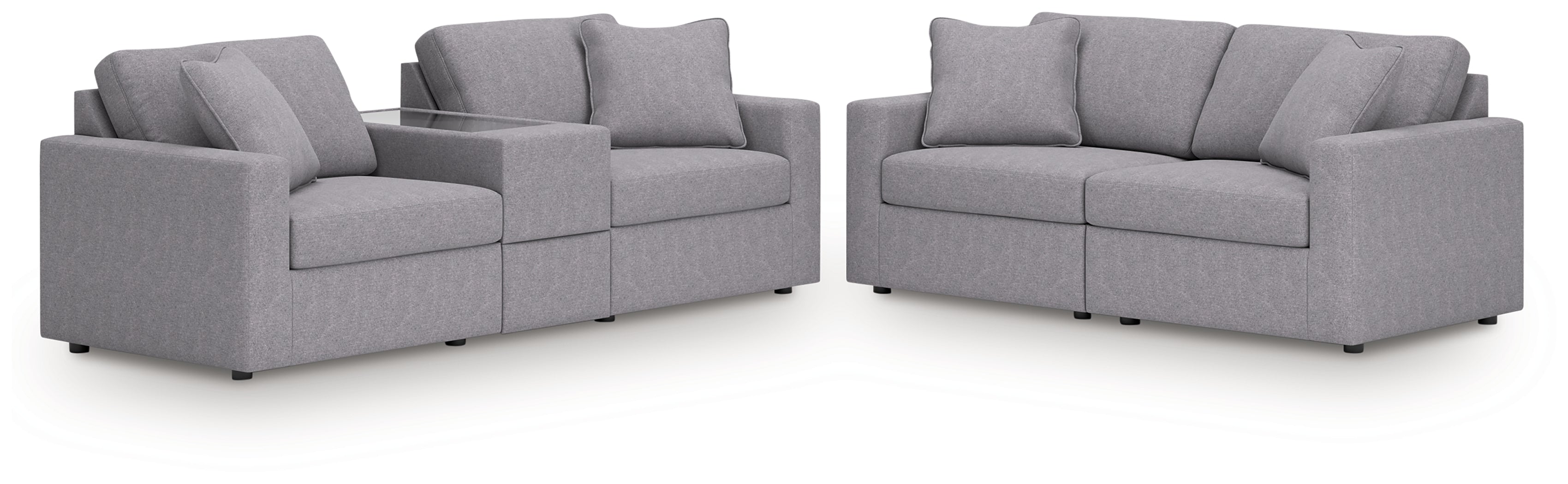 Hoover Furniture Outlet - Ashley Furniture - Modmax 3-Piece Sectional Sofa and 2-Piece Sectional Loveseat - 3-Piece Sectional Sofa and 2-Piece Sectional Loveseat / Granite - 92104U22