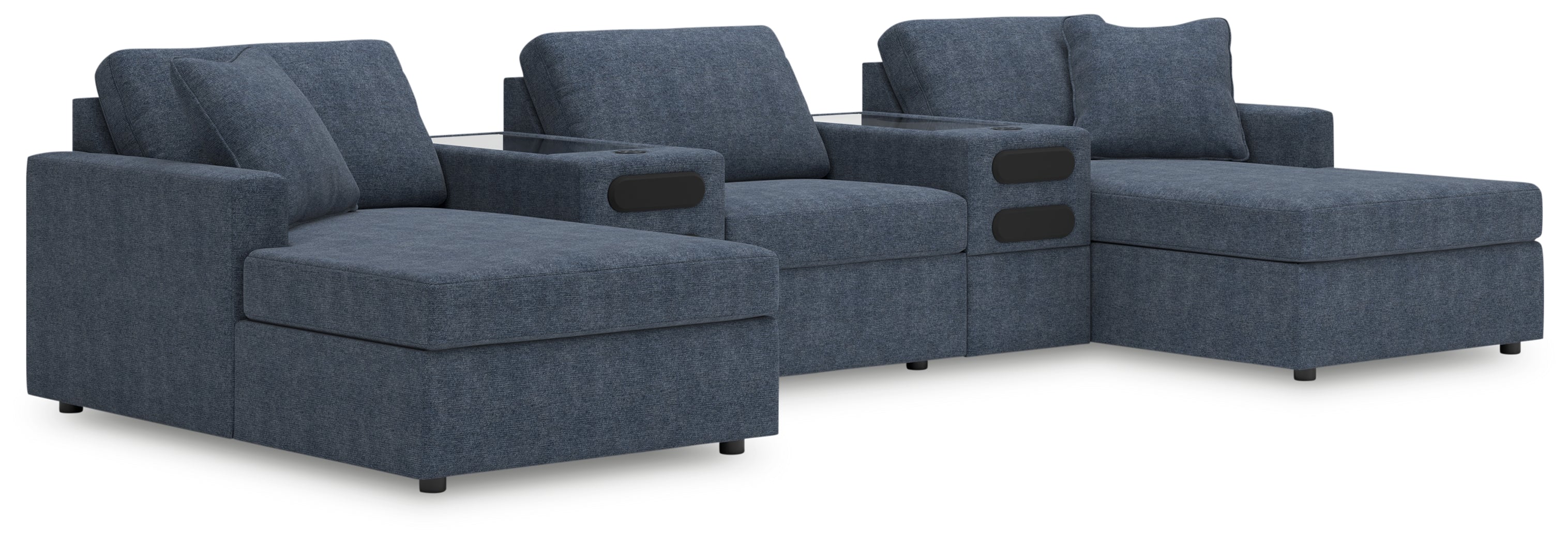 Hoover Furniture Outlet - Ashley Furniture - Modmax 5-Piece Double Chaise with Audio Consoles - RAF 5-Piece Double Chaise with Audio Consoles / Ink - 92121S49