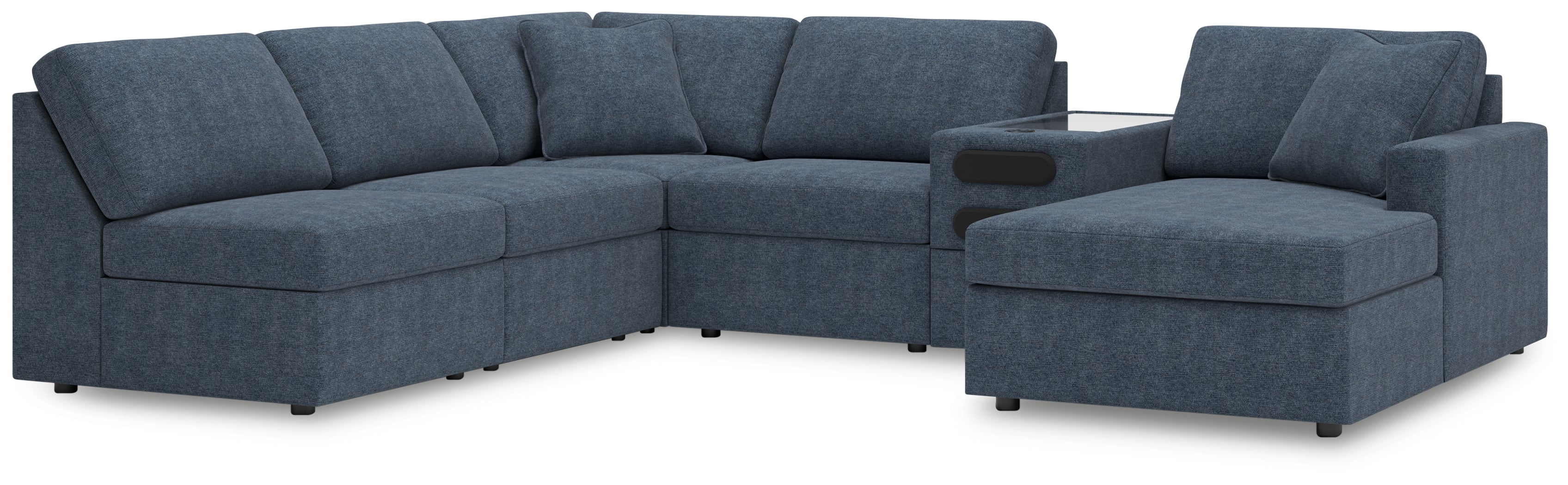Hoover Furniture Outlet - Ashley Furniture - Modmax 6-Piece Sectional with Chaise - 6-Piece Sectional with Chaise and Audio Console / Ink - 92121S25