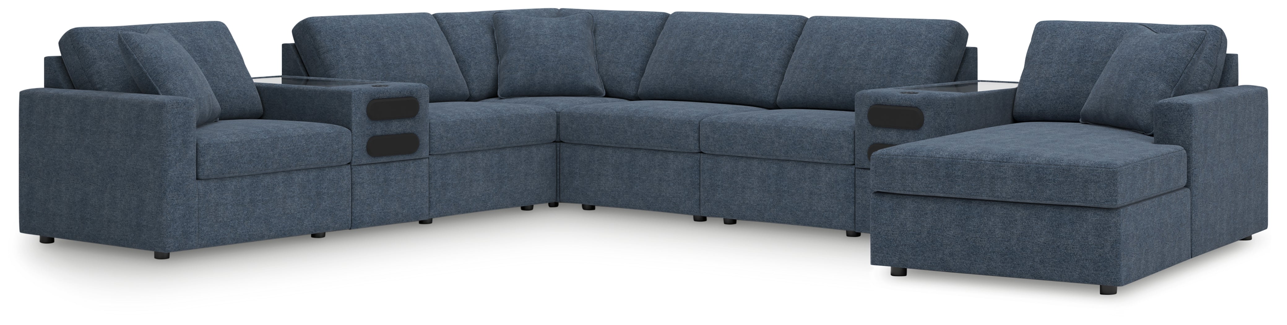 Hoover Furniture Outlet - Ashley Furniture - Modmax 8-Piece Sectional with Audio System and Chaise - RAF 8-Piece Sectional with Audio System and Chaise / Ink - 92121S48
