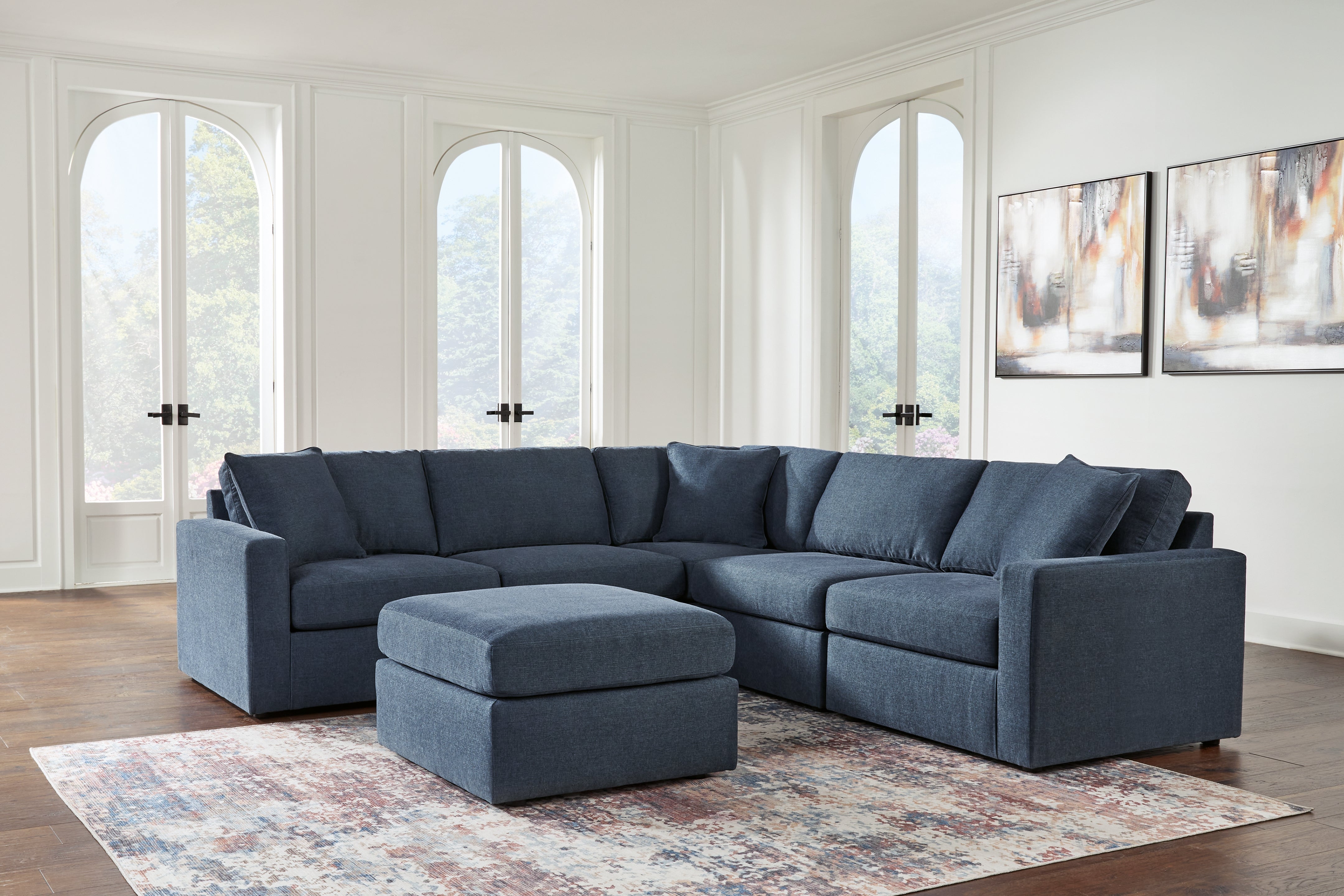 Hoover Furniture Outlet - Ashley Furniture - Modmax 5-Piece Sectional and Ottoman - 5-Piece Sectional and Ottoman / Ink - 92121U14