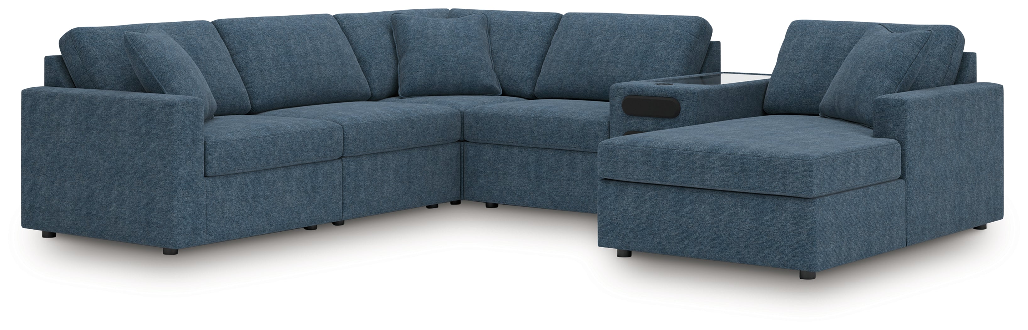 Hoover Furniture Outlet - Ashley Furniture - Modmax 6-Piece Sectional with Audio System and Chaise - RAF 6-Piece Sectional with Audio System and Chaise / Ink - 92121S51